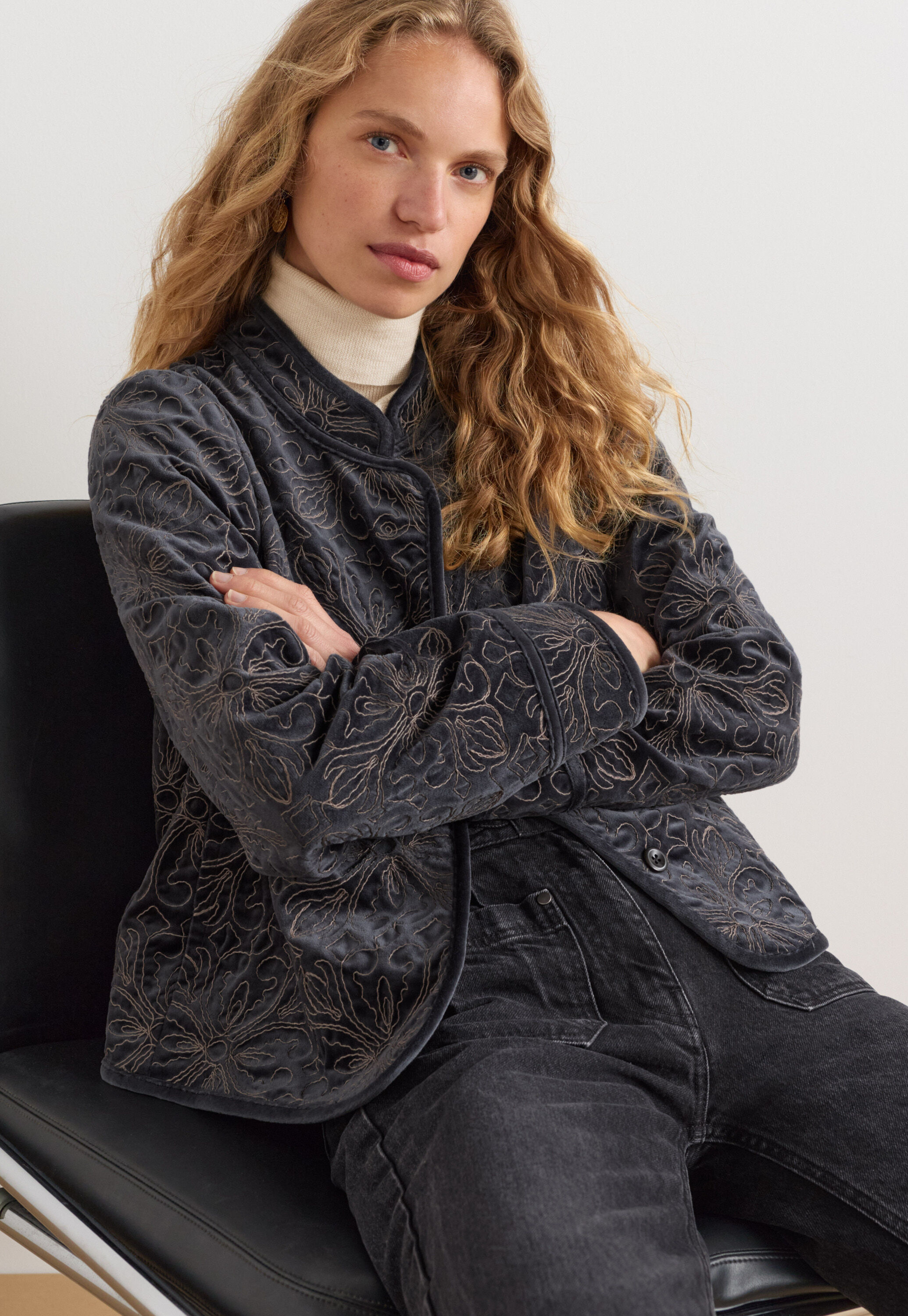 Embroidered velvet jacket