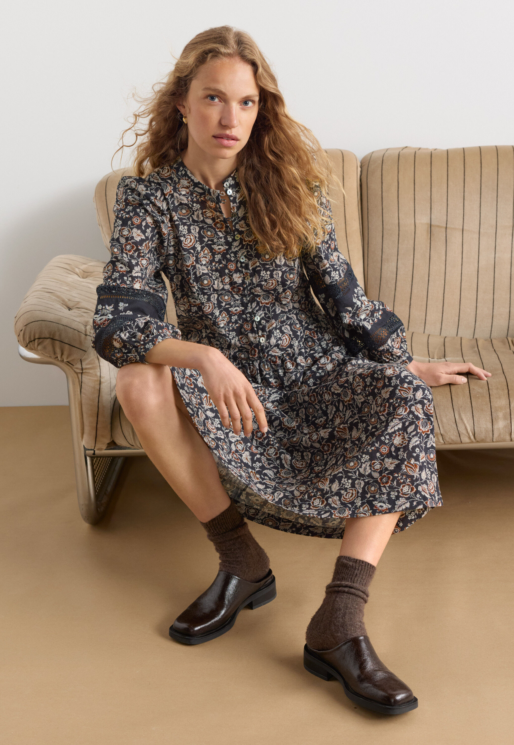 Dropped waist printed dress