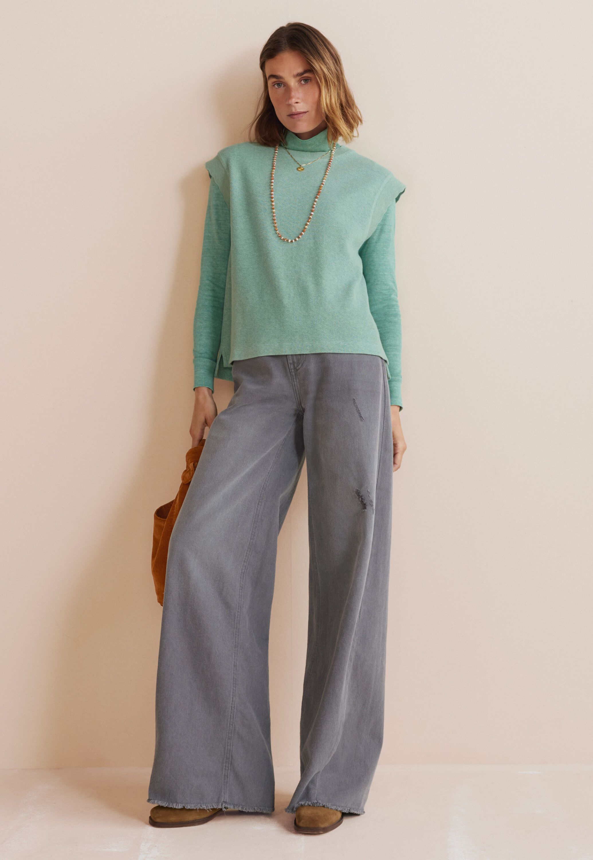 Mid-rise wide-leg jeans