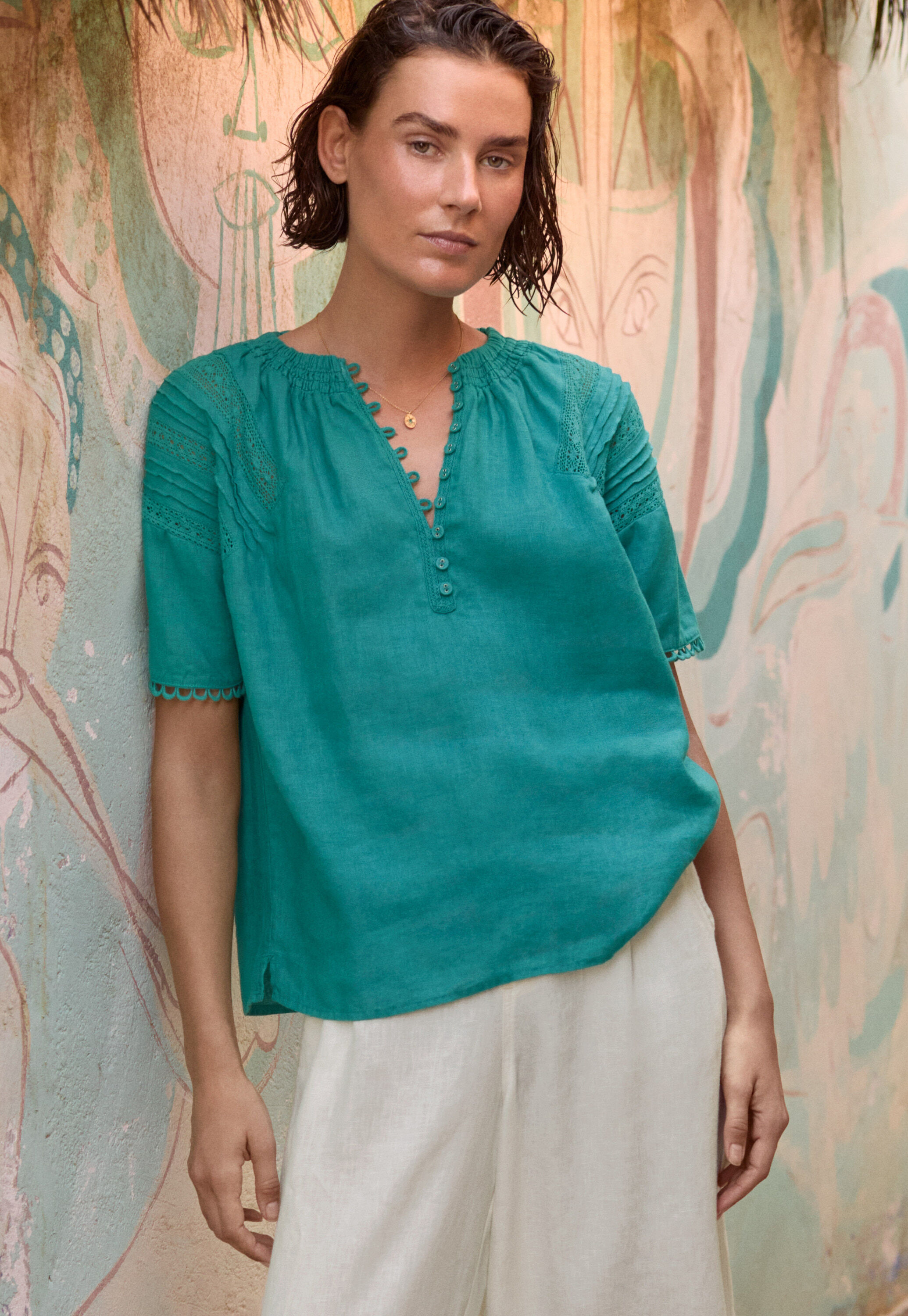 Lace-detail blouse