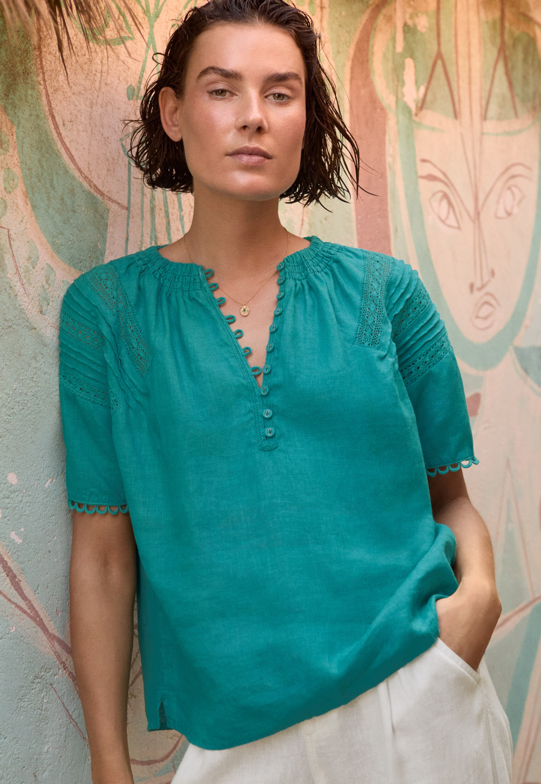 Lace-detail blouse