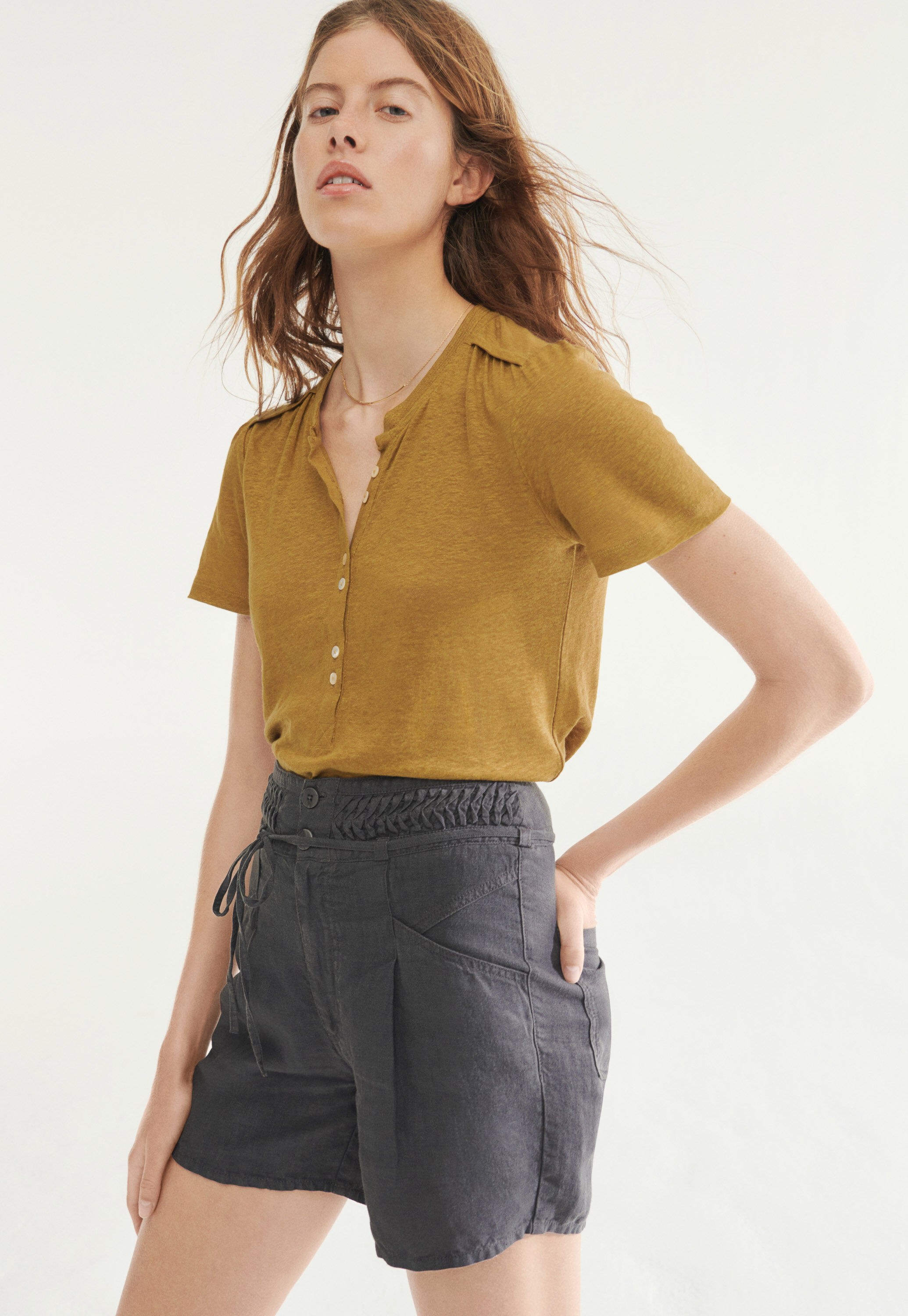 High-waisted shorts