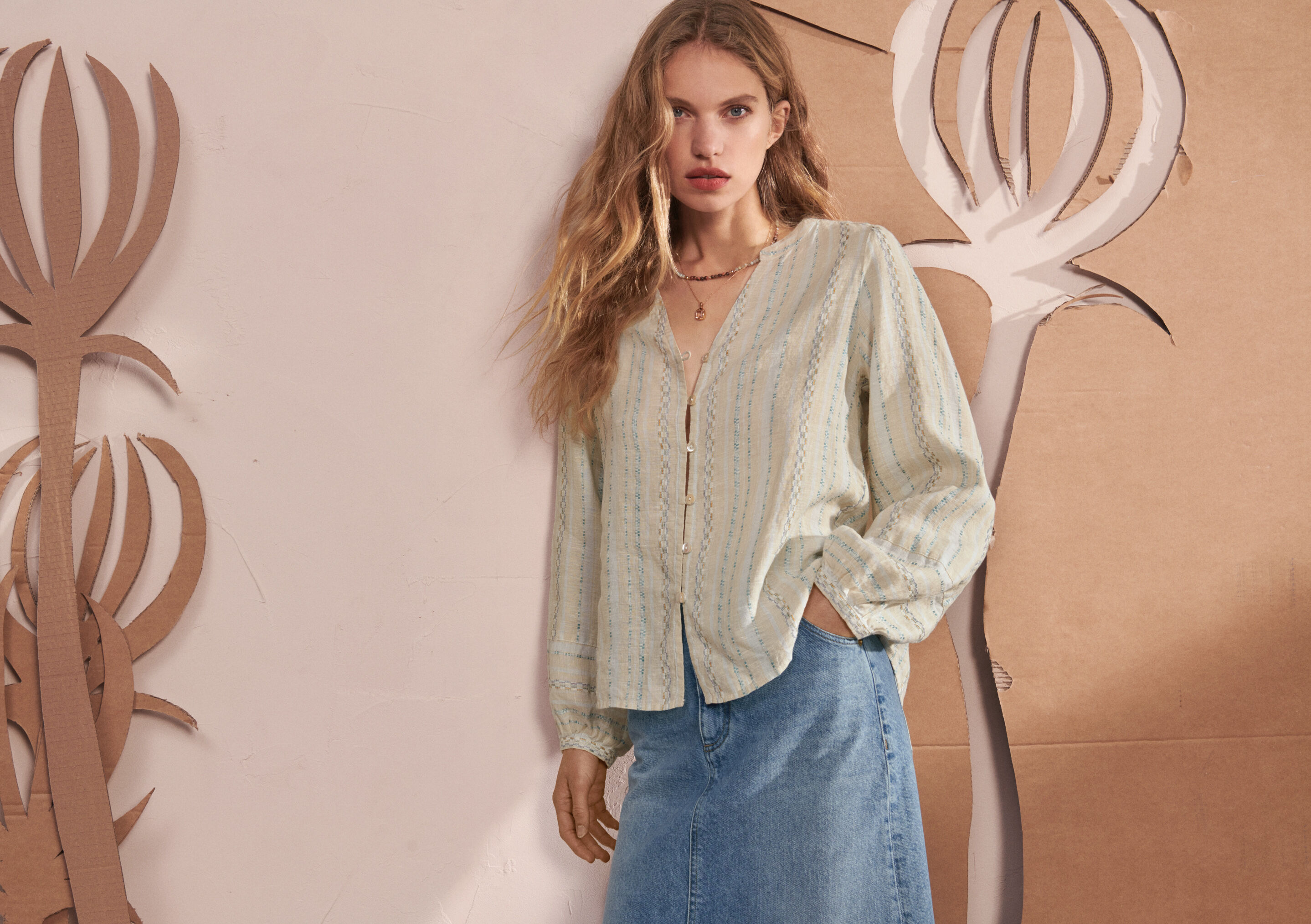 Textured striped blouse