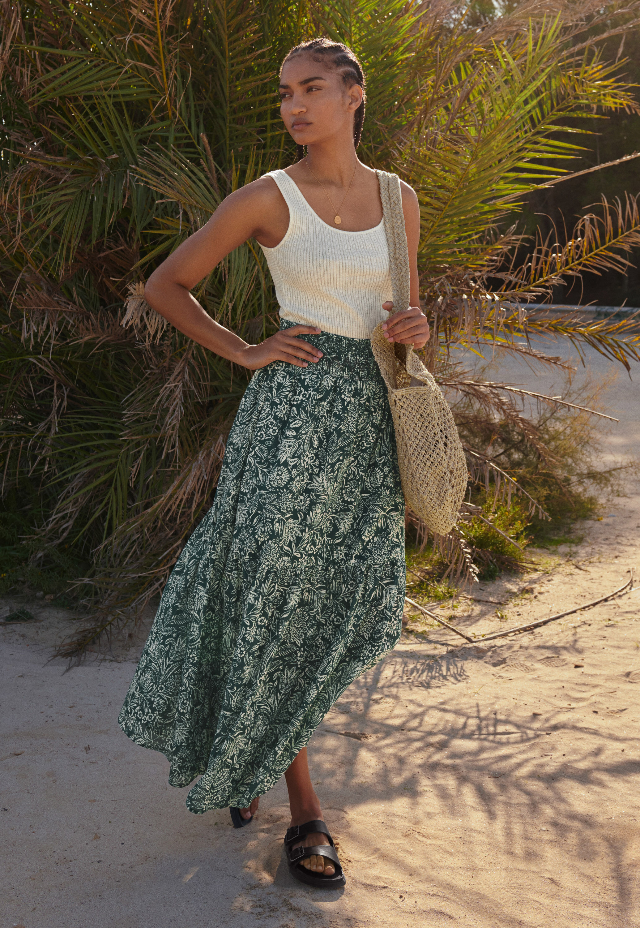 Printed tiered skirt