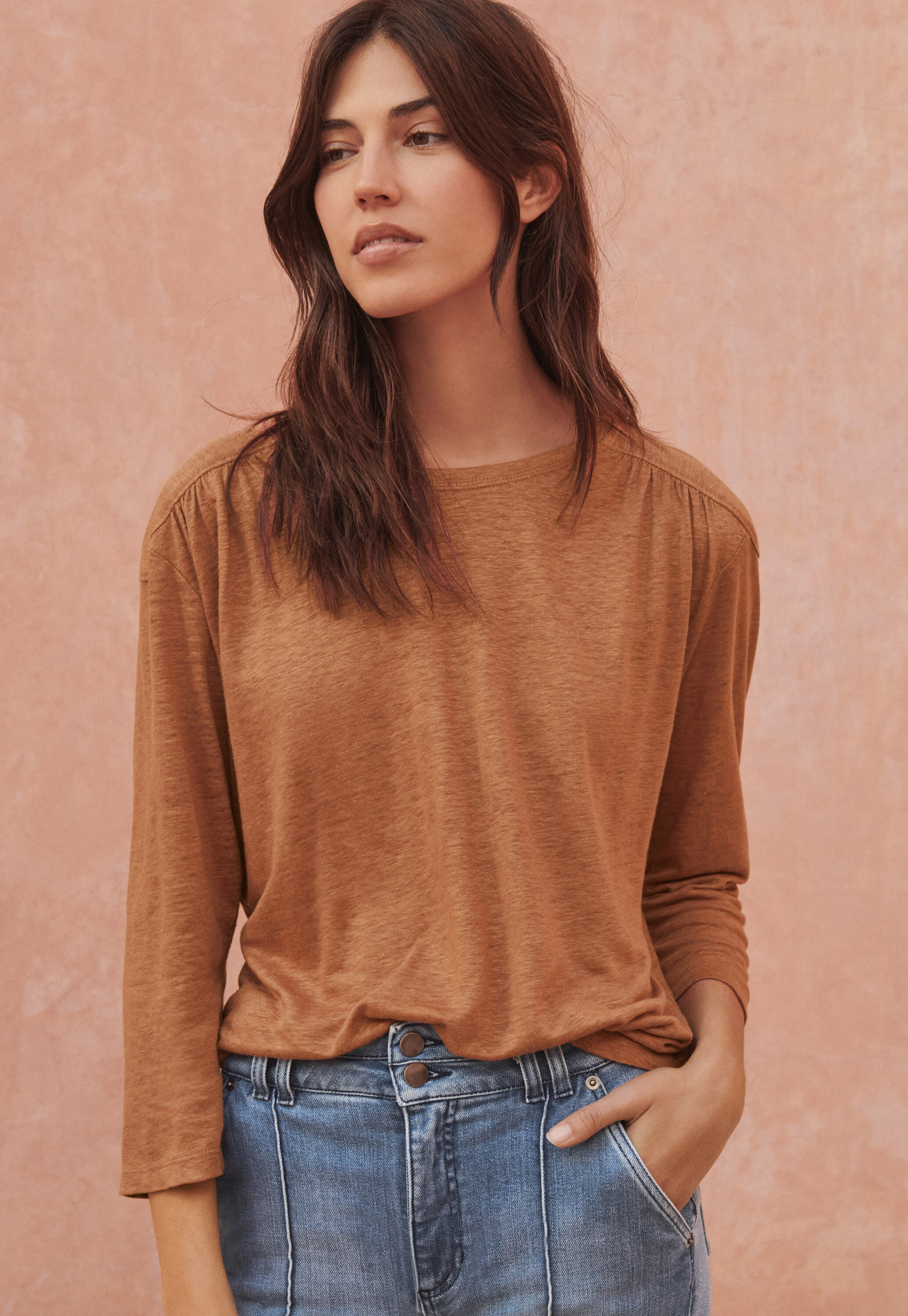 Round-neck jersey top