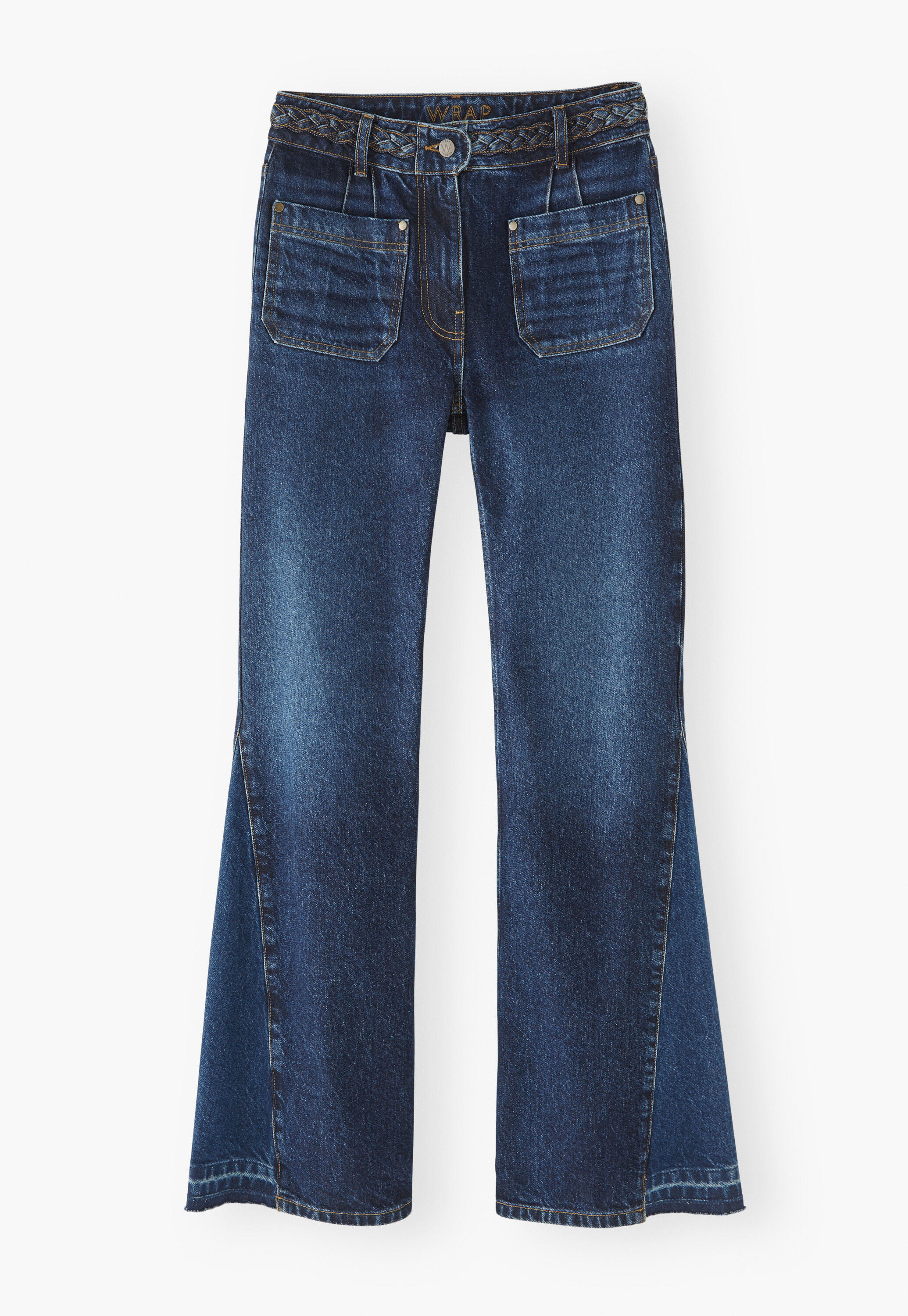 Mixed wash flare jeans