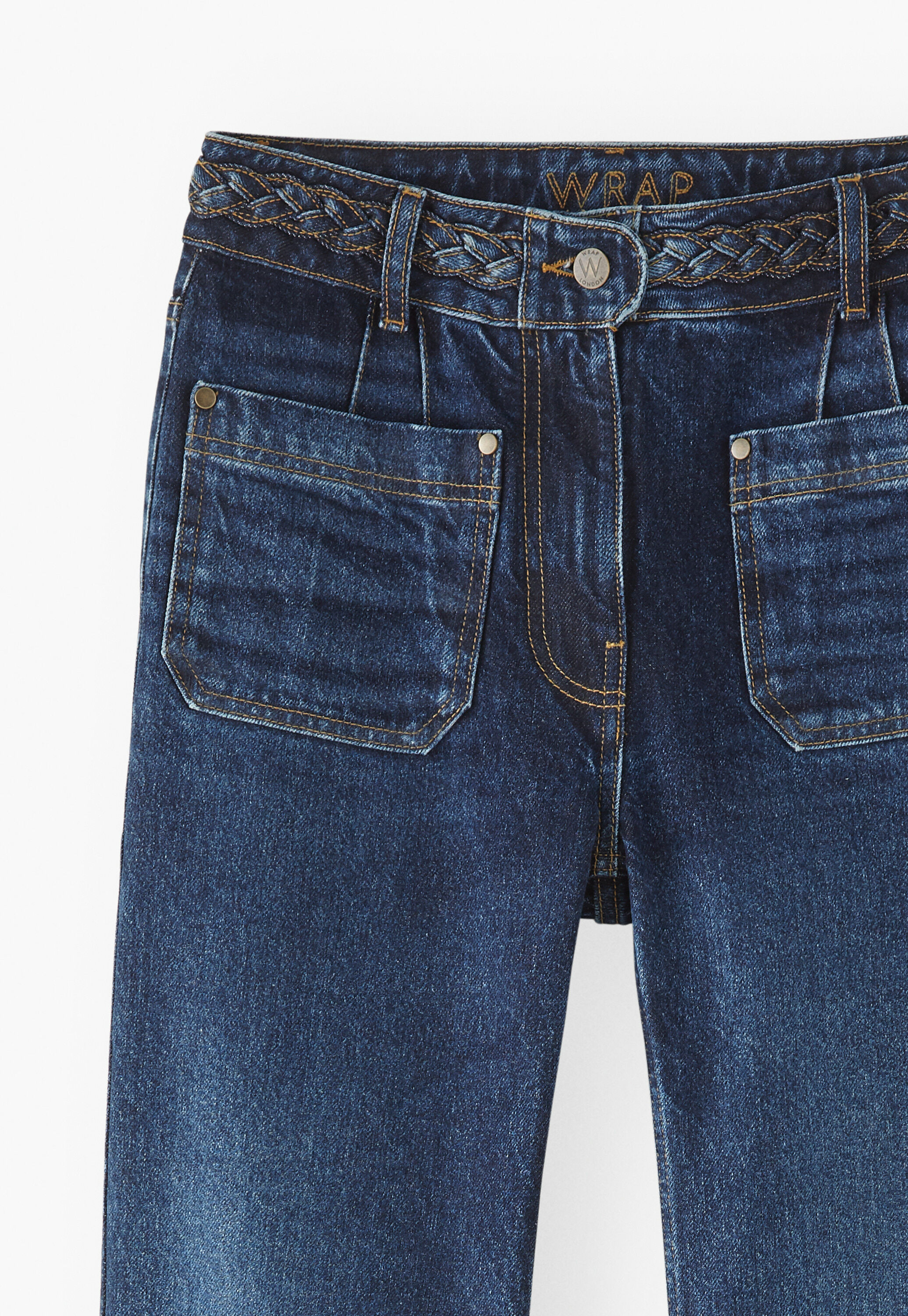 Mixed wash flare jeans