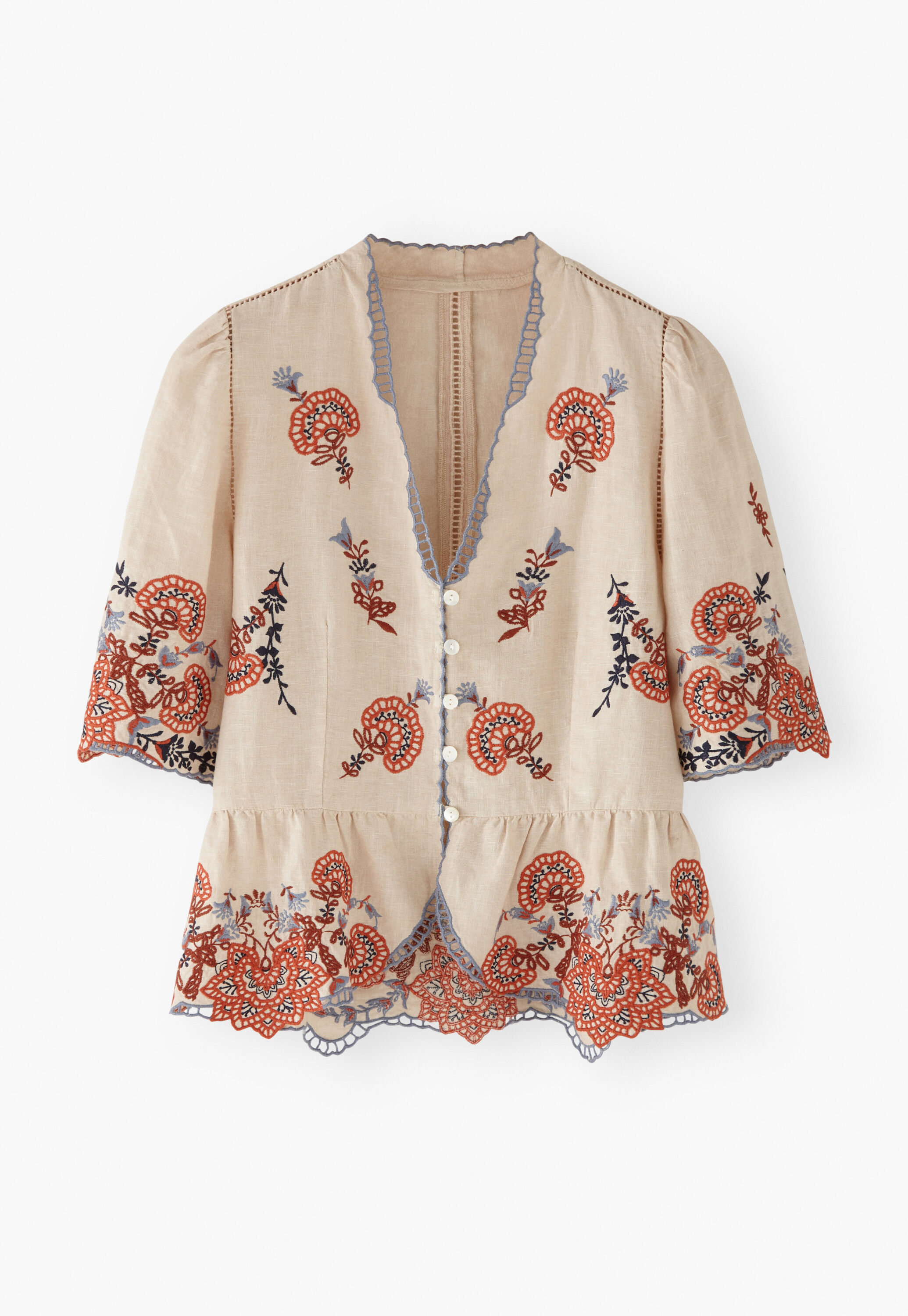 Cropped cutwork blouse