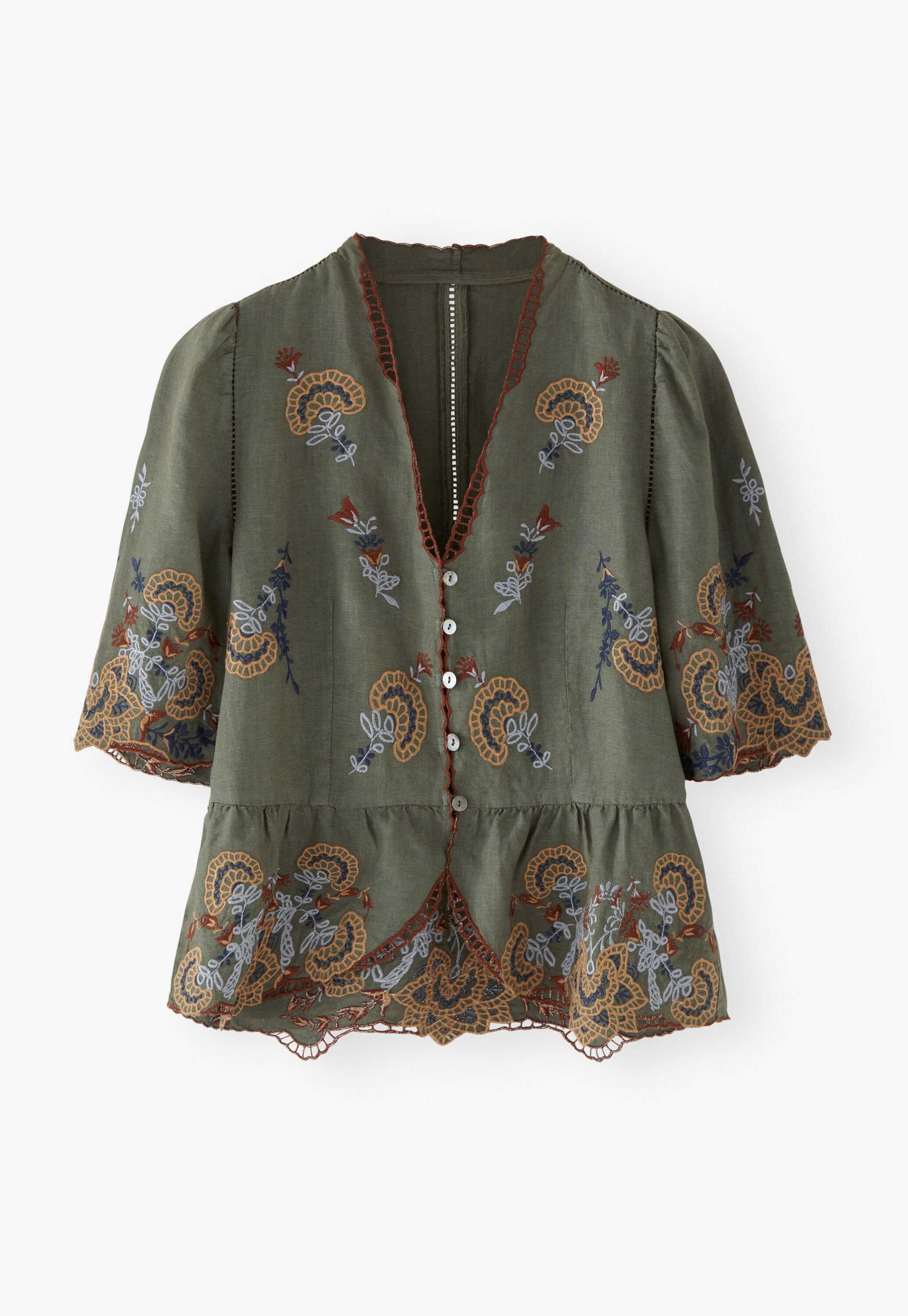 Cropped cutwork blouse