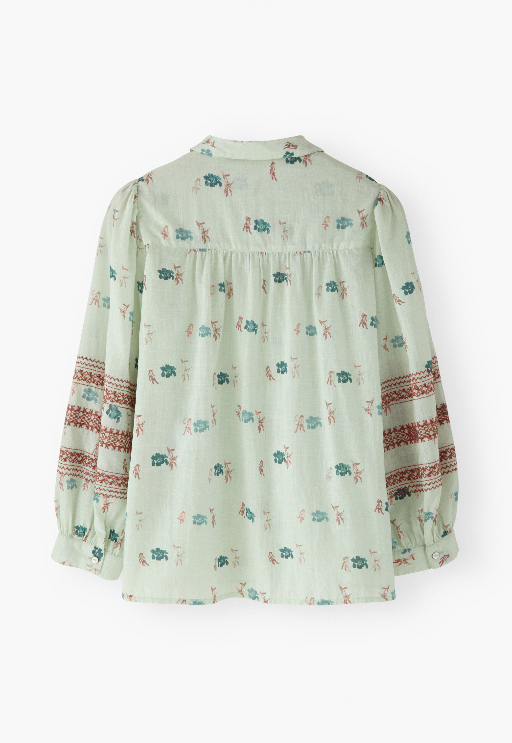 Embroidered printed blouse