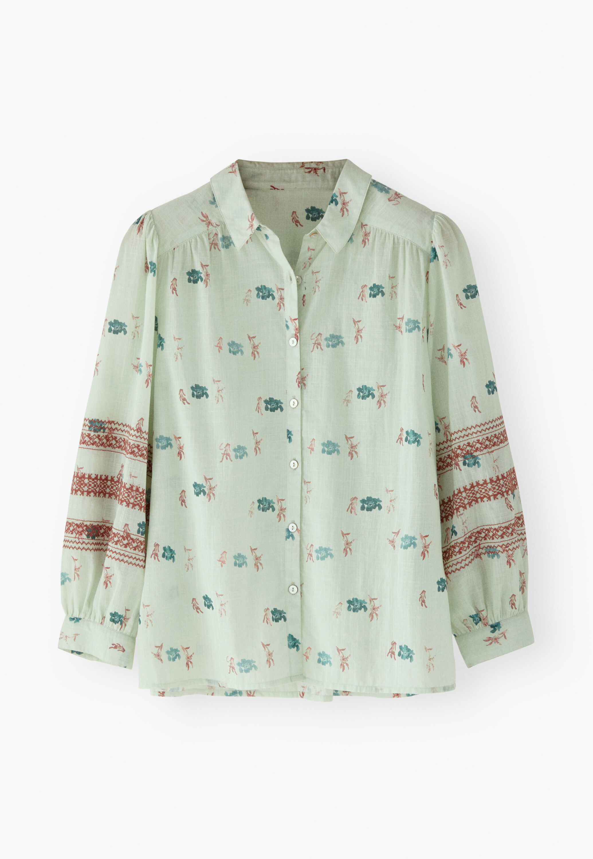 Embroidered printed blouse
