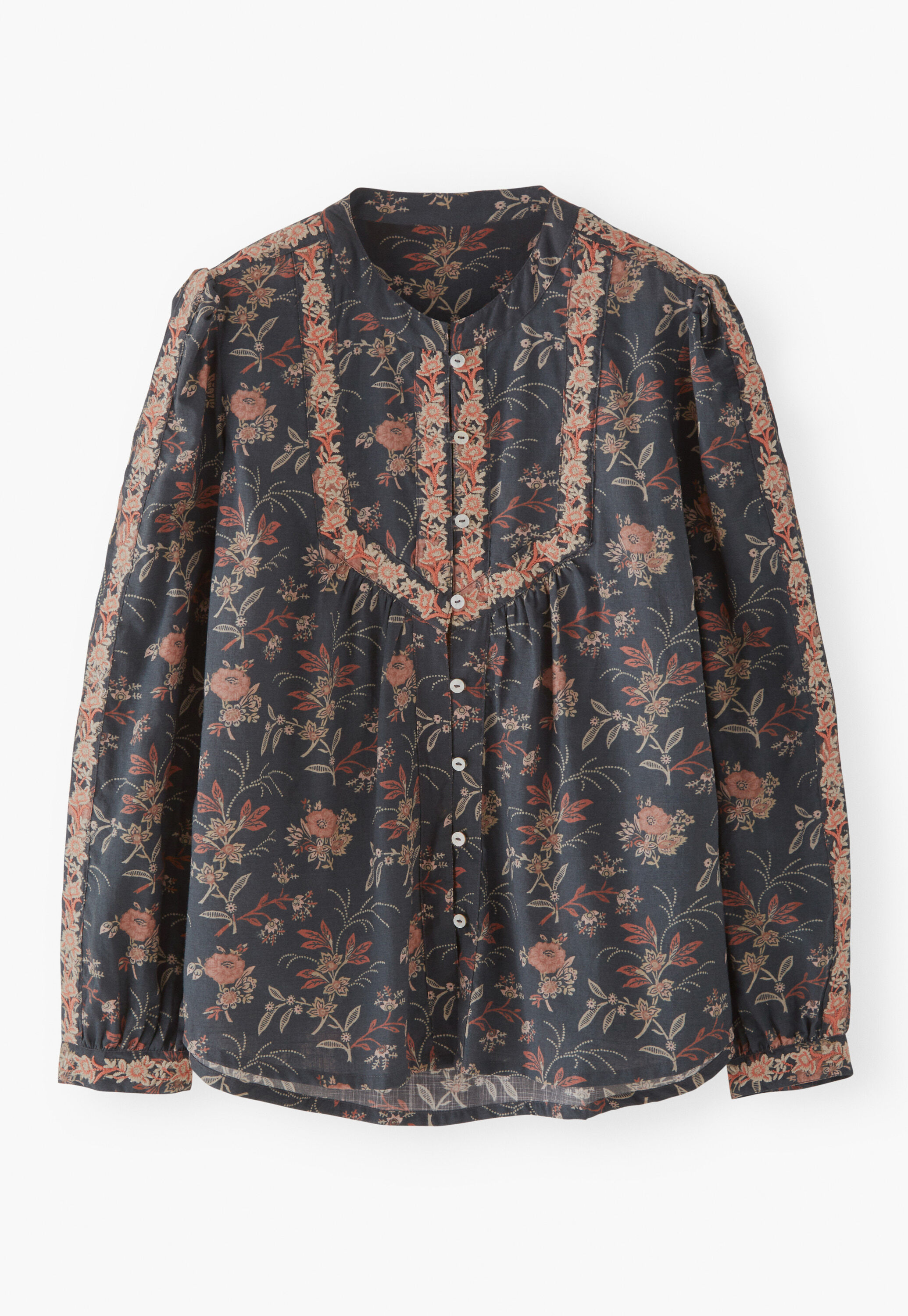 Embroidered printed blouse