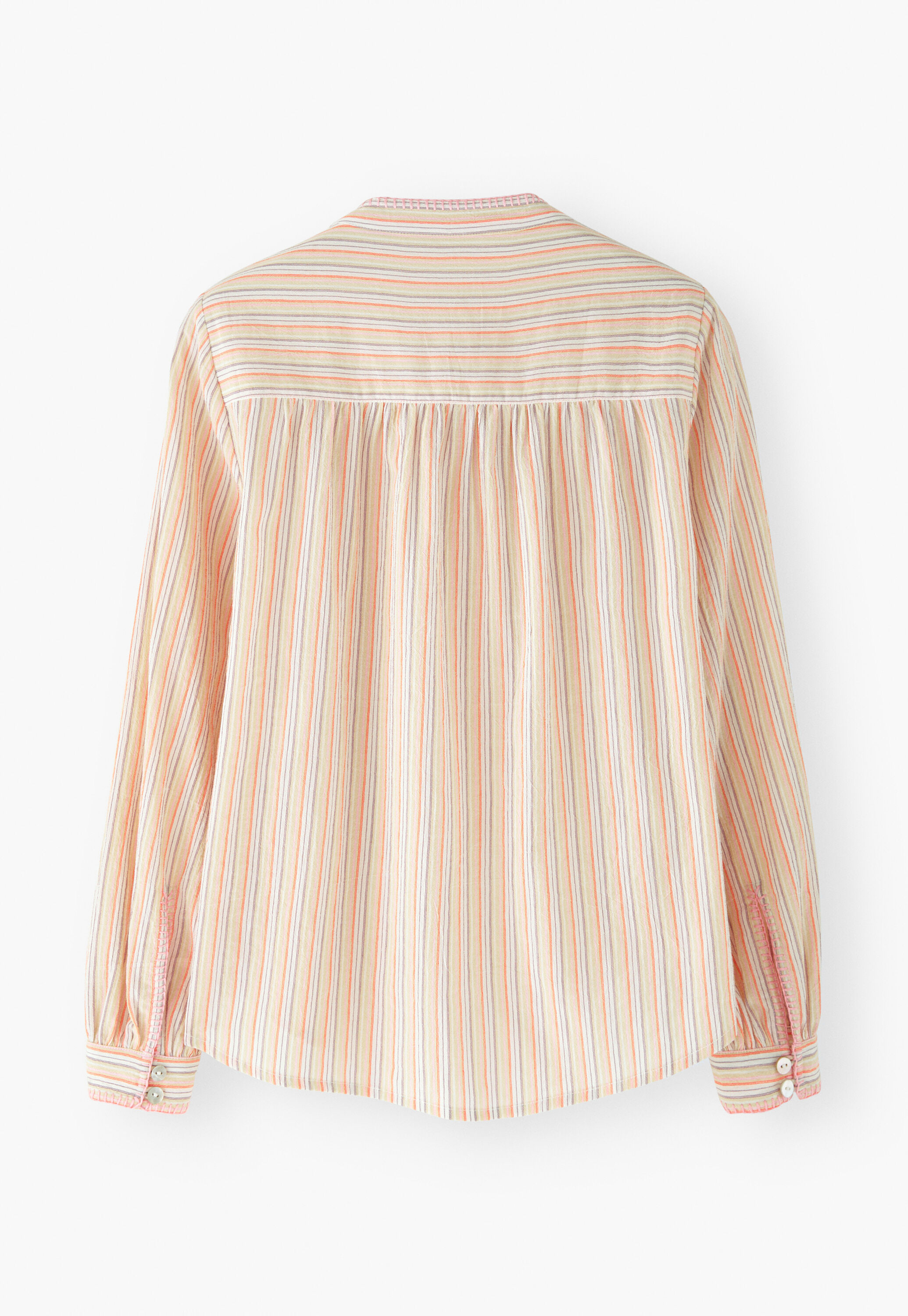 Striped shirring-detail blouse