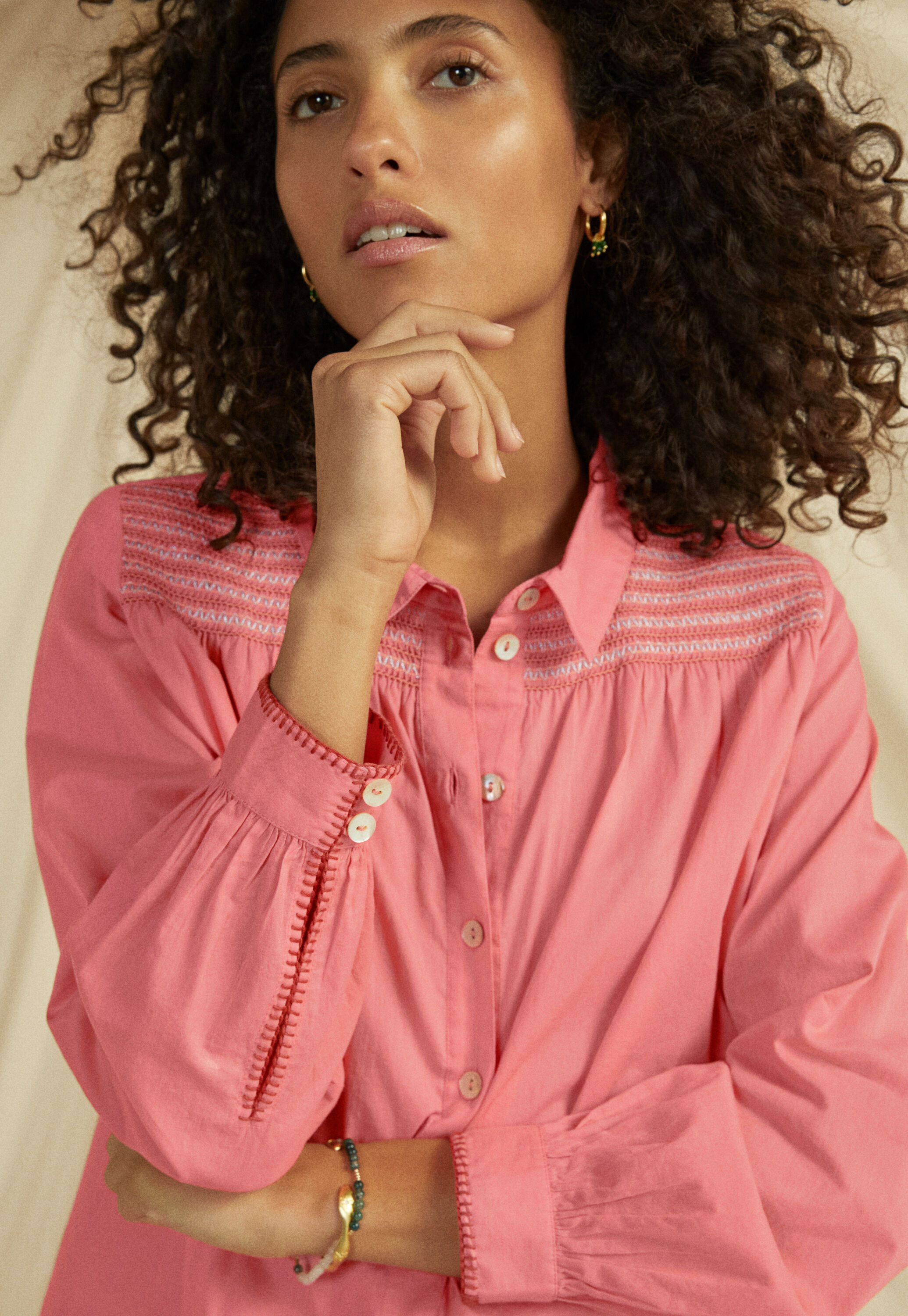 Shirring-detail shirt