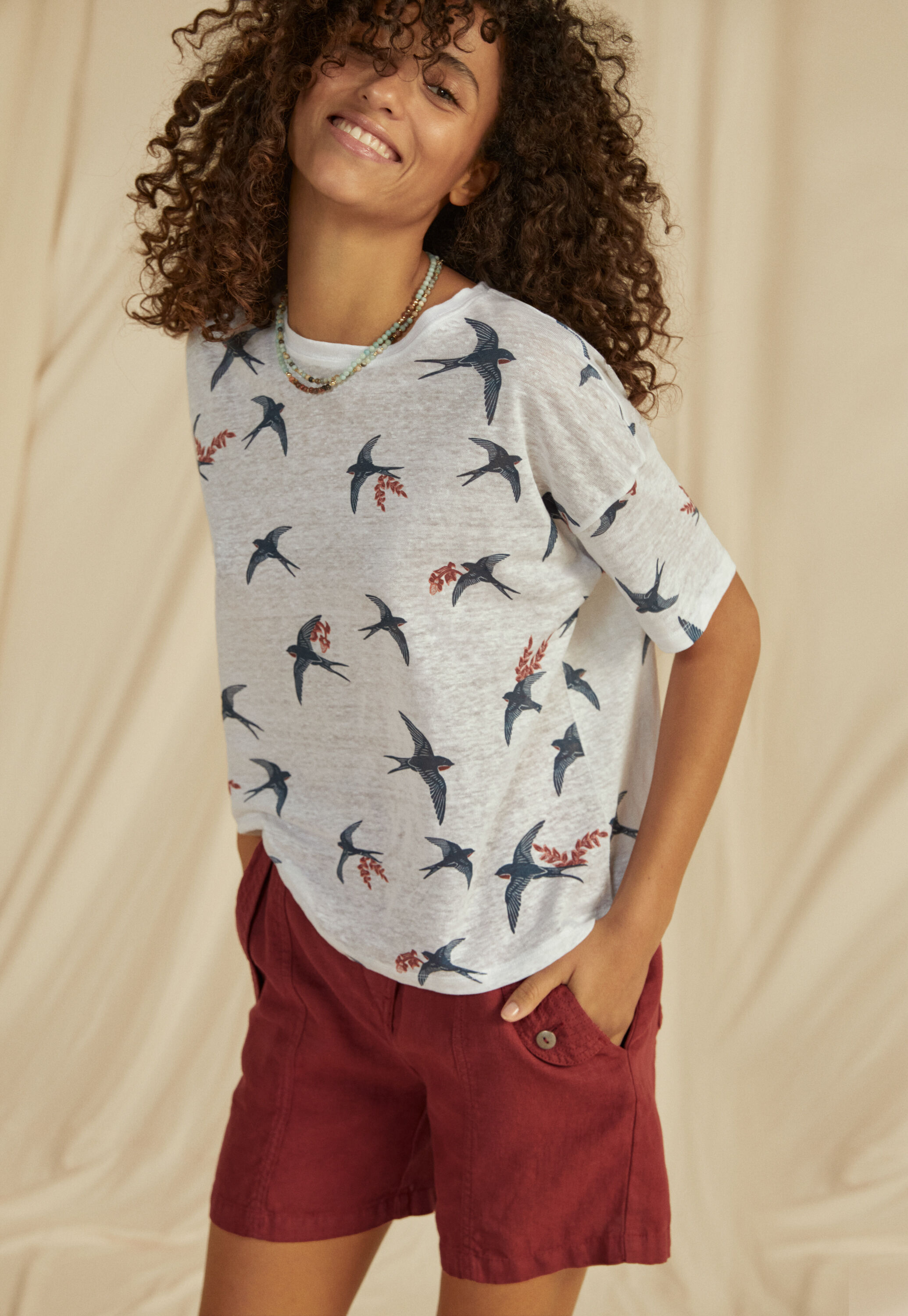 Swallow print T-shirt