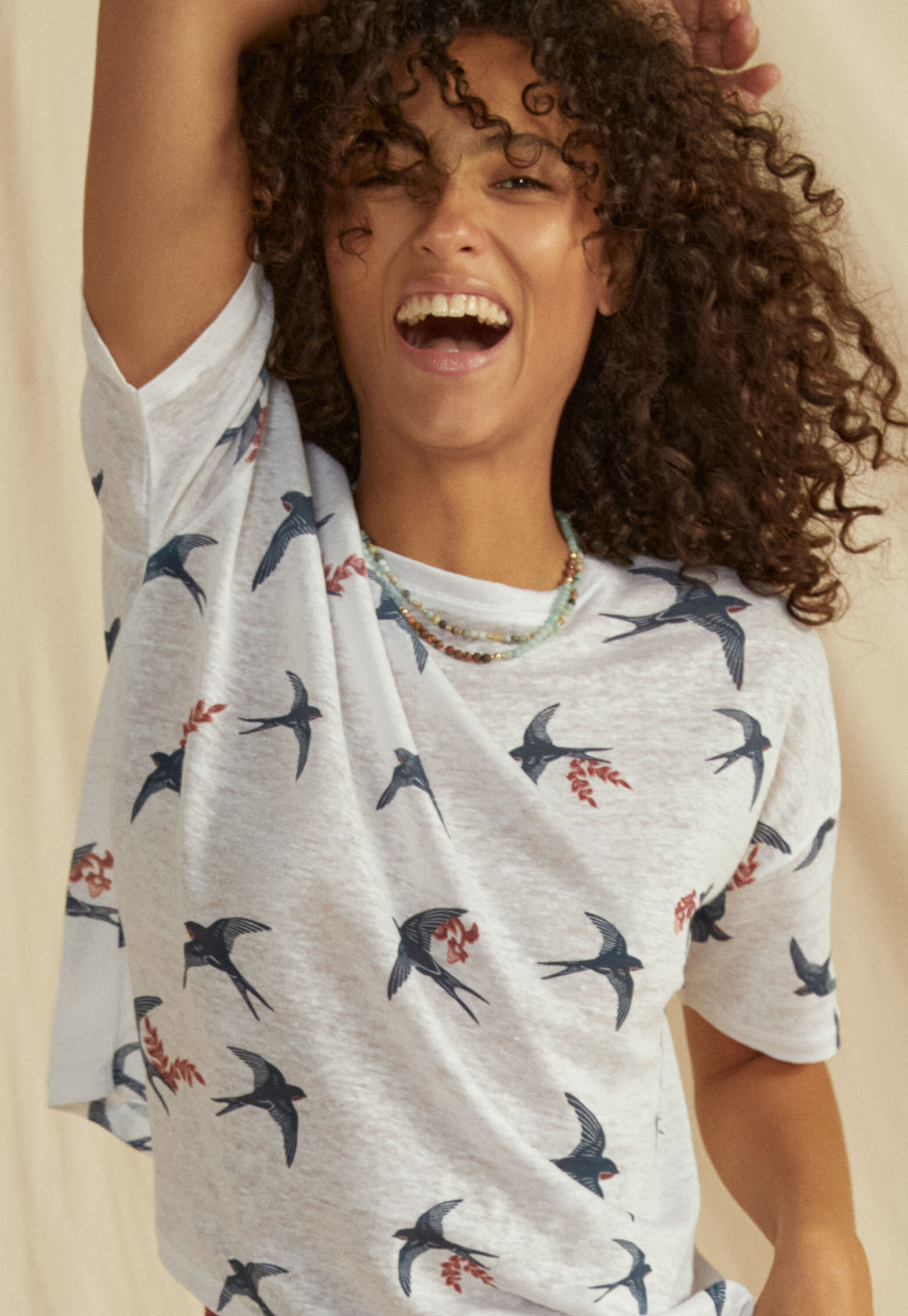 Swallow print T-shirt