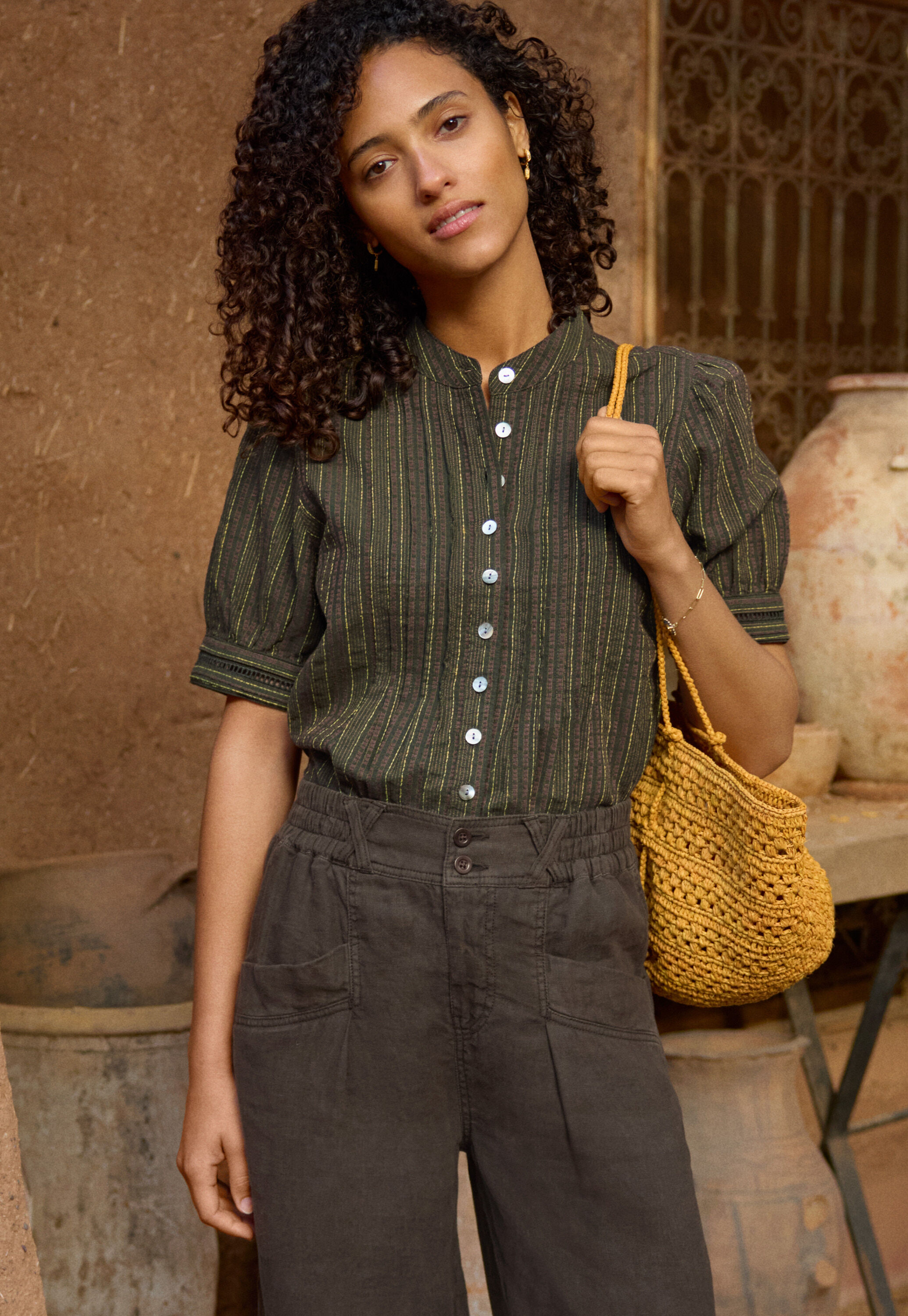 Striped short-sleeve shirt