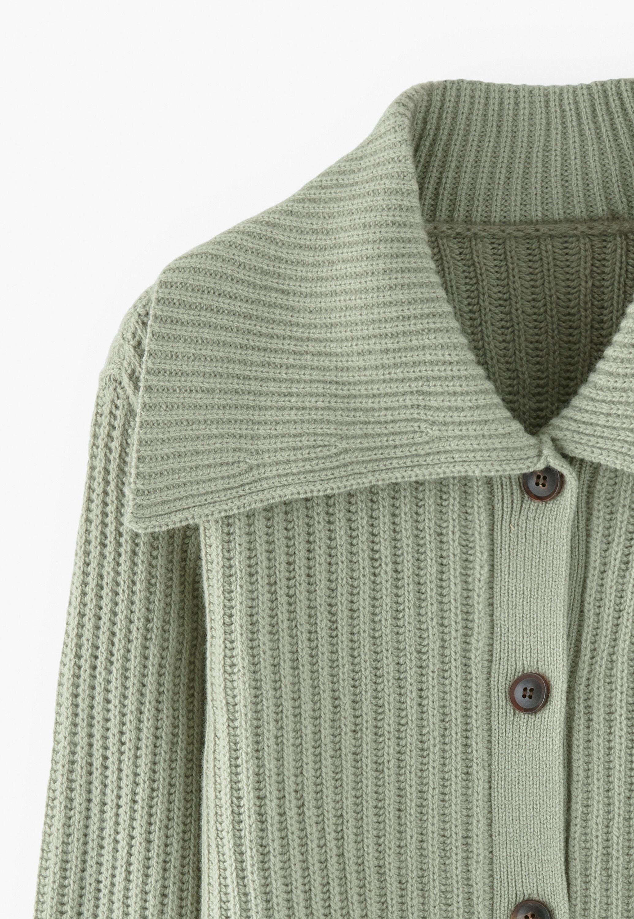 Rib-stitch collared cardigan