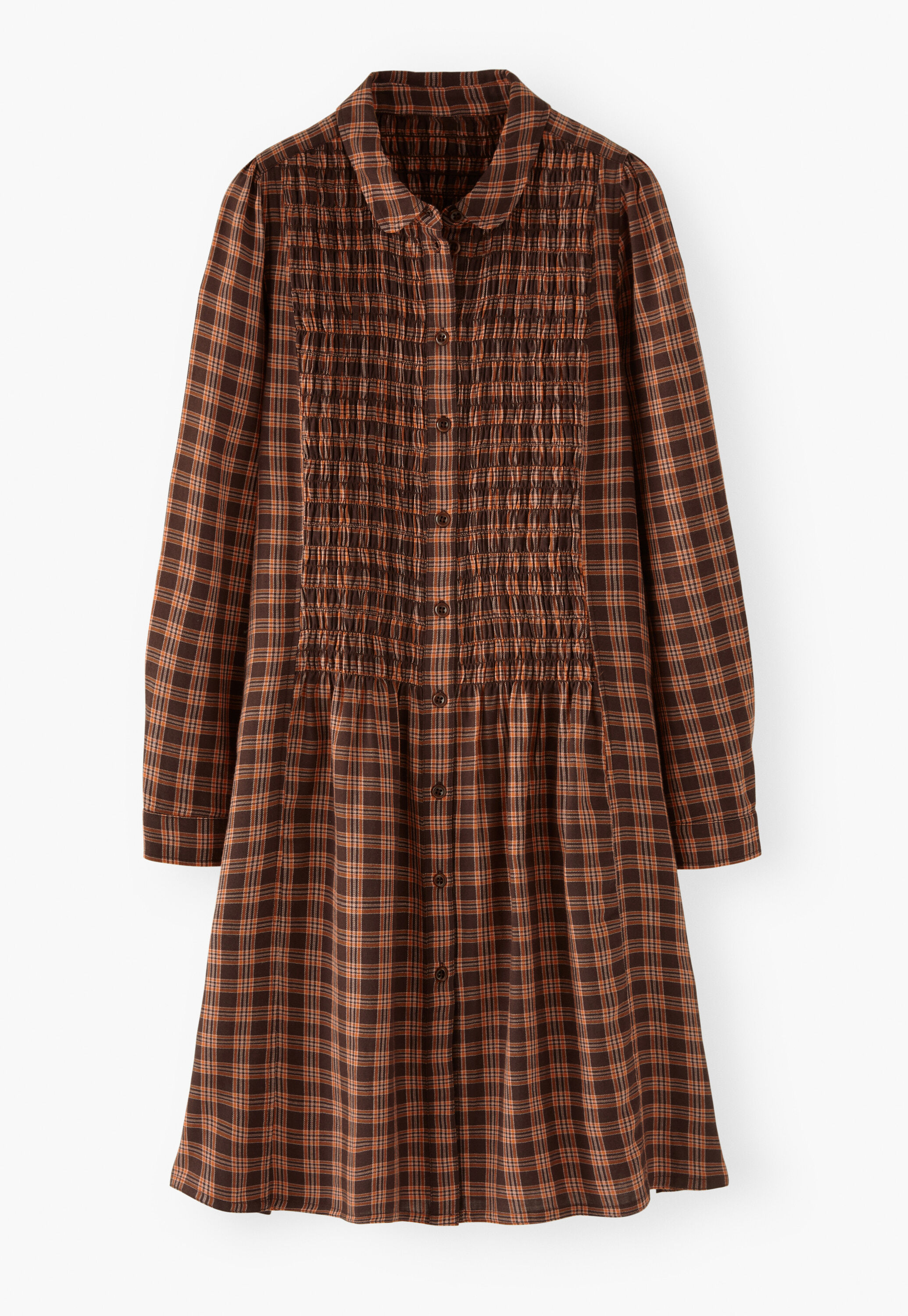 Shirred check dress