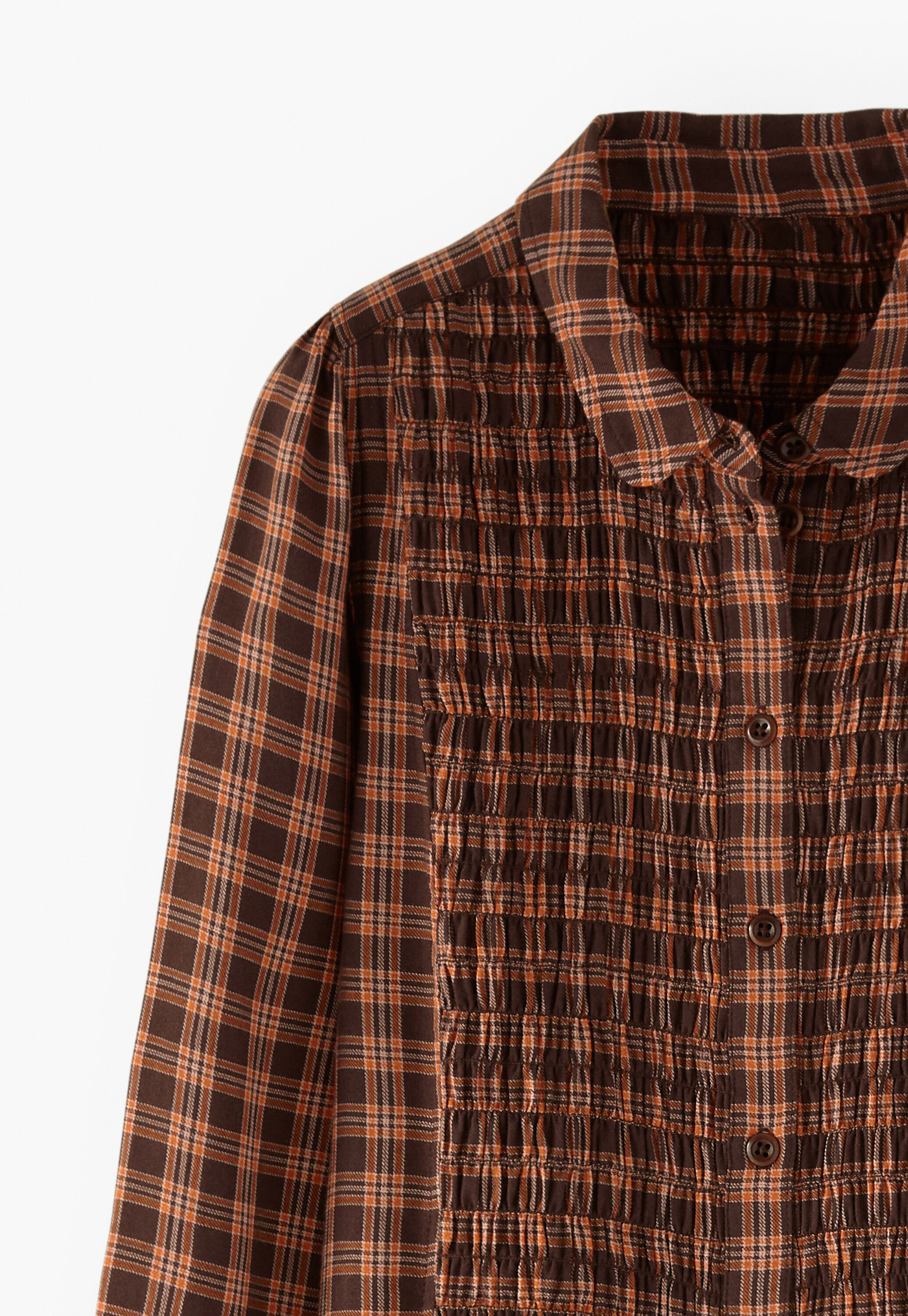 Shirred check dress