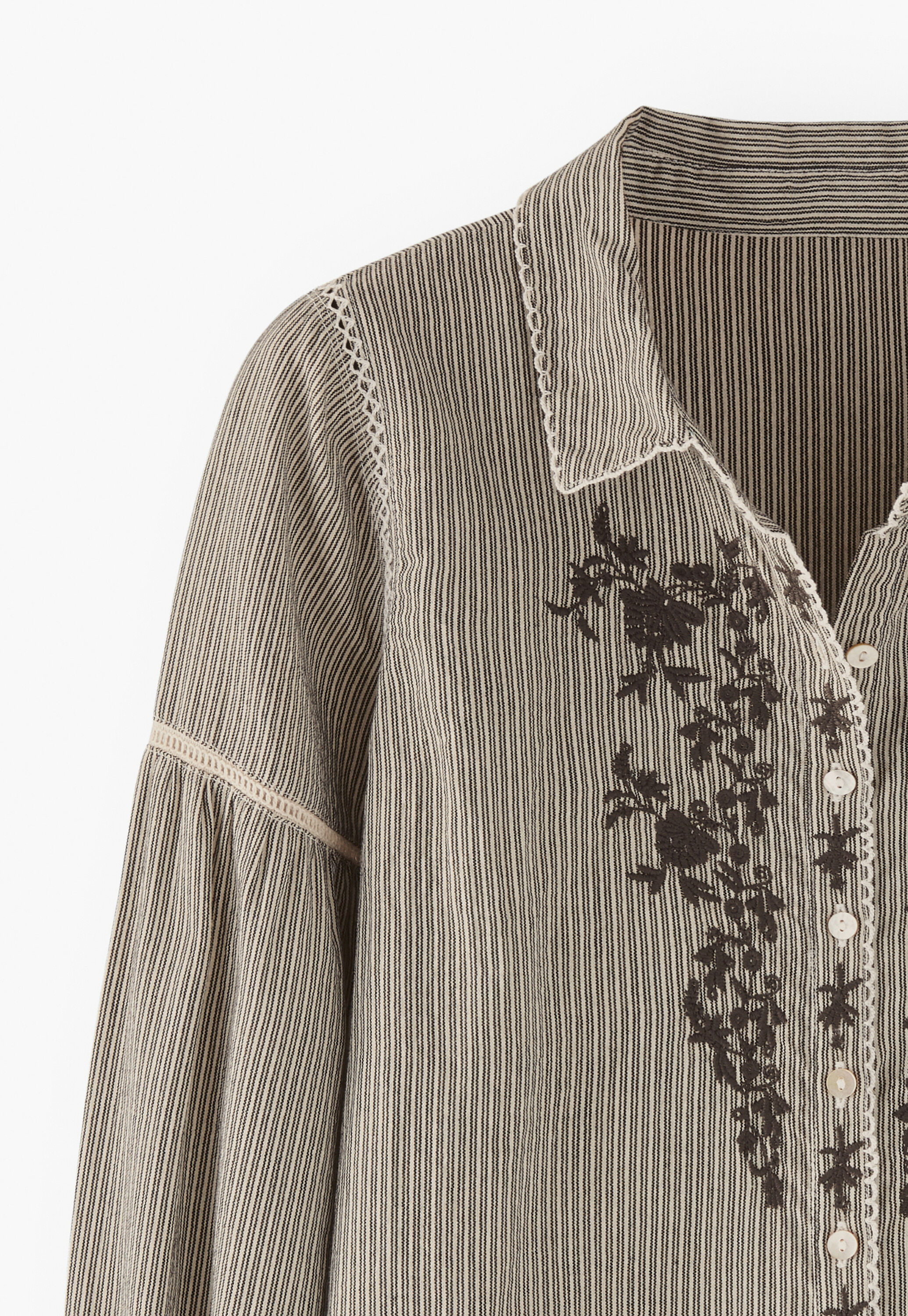 Embroidered self-stripe blouse