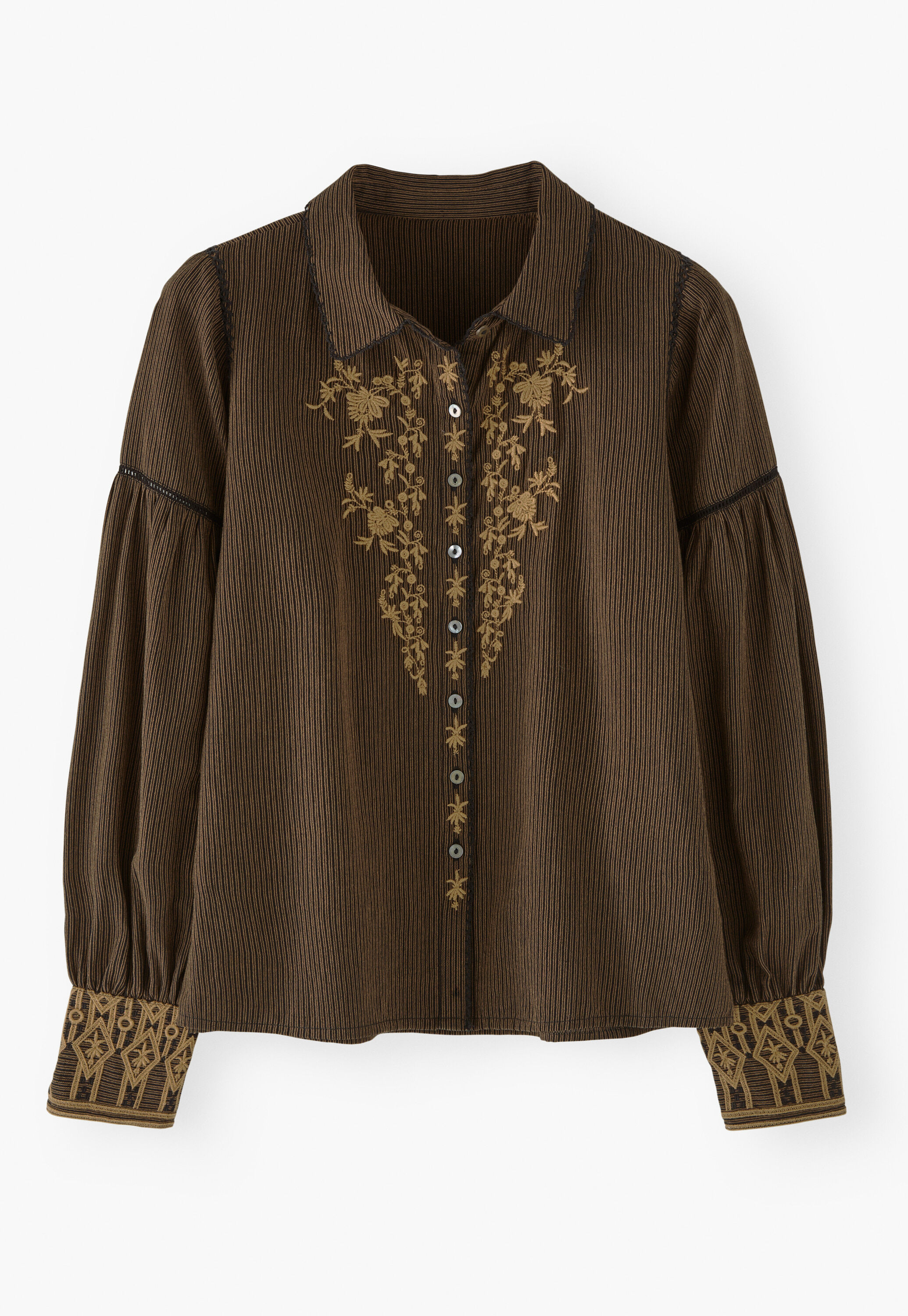 Embroidered self-stripe blouse