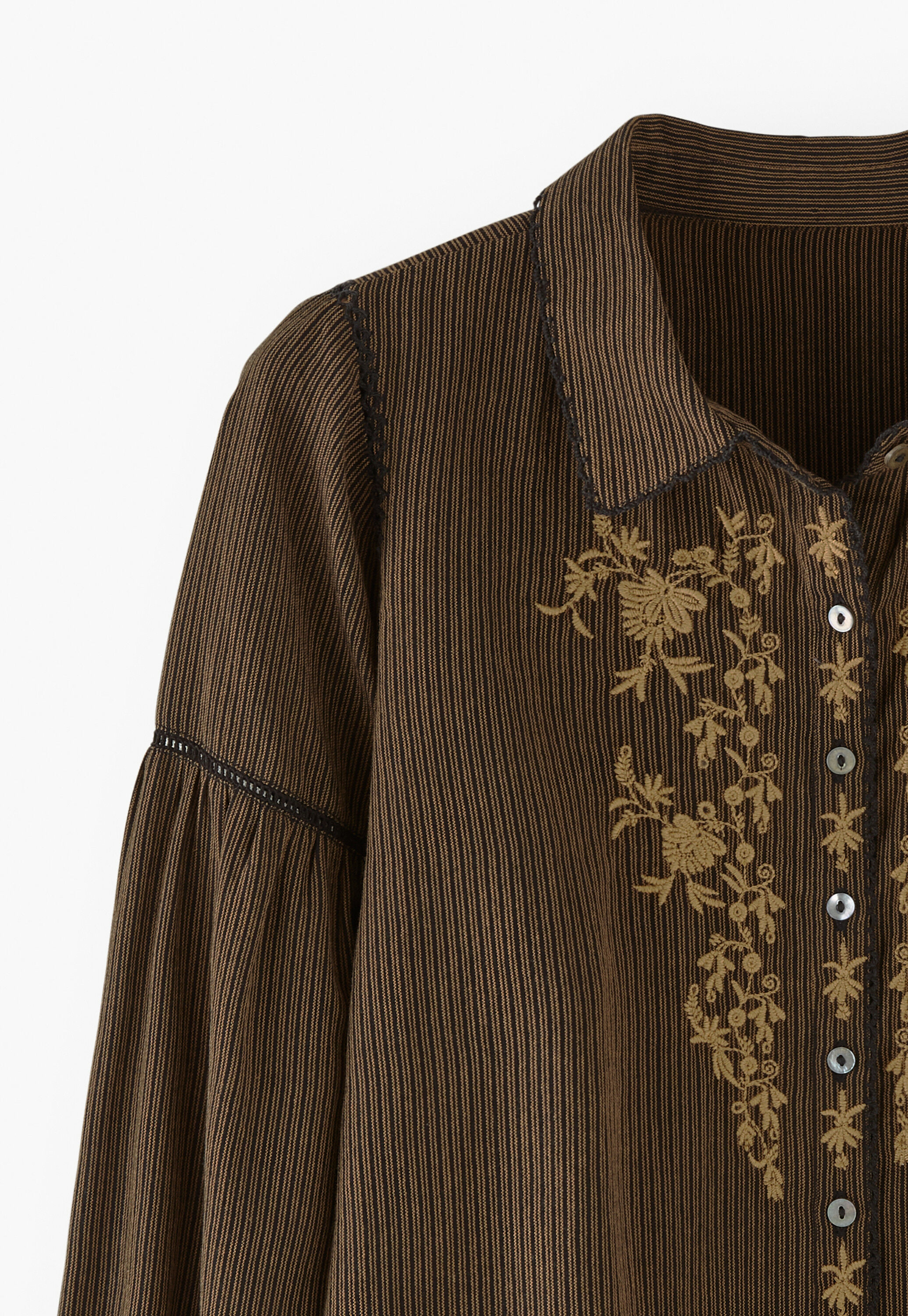 Embroidered self-stripe blouse