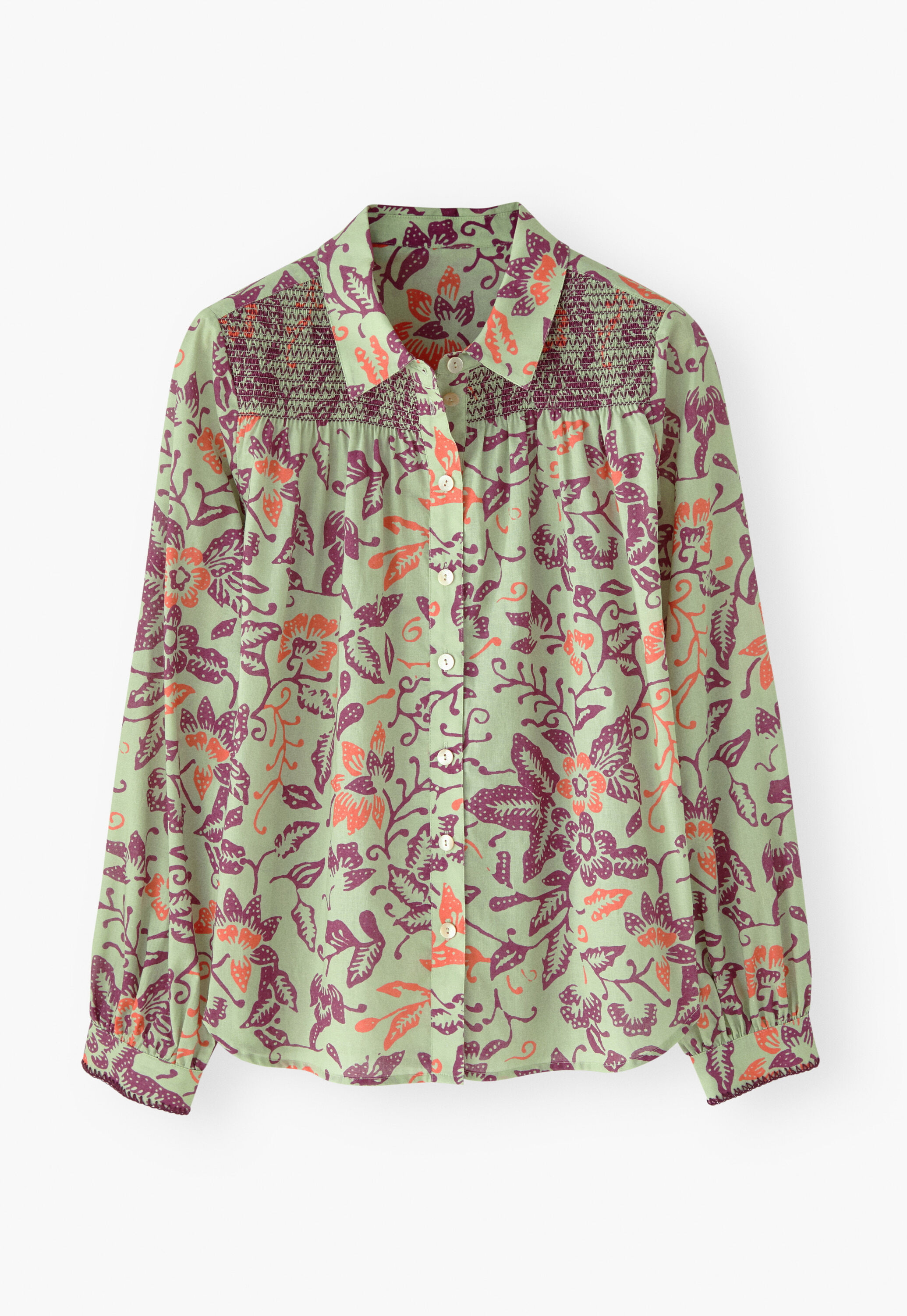 Printed shirring detail shirt