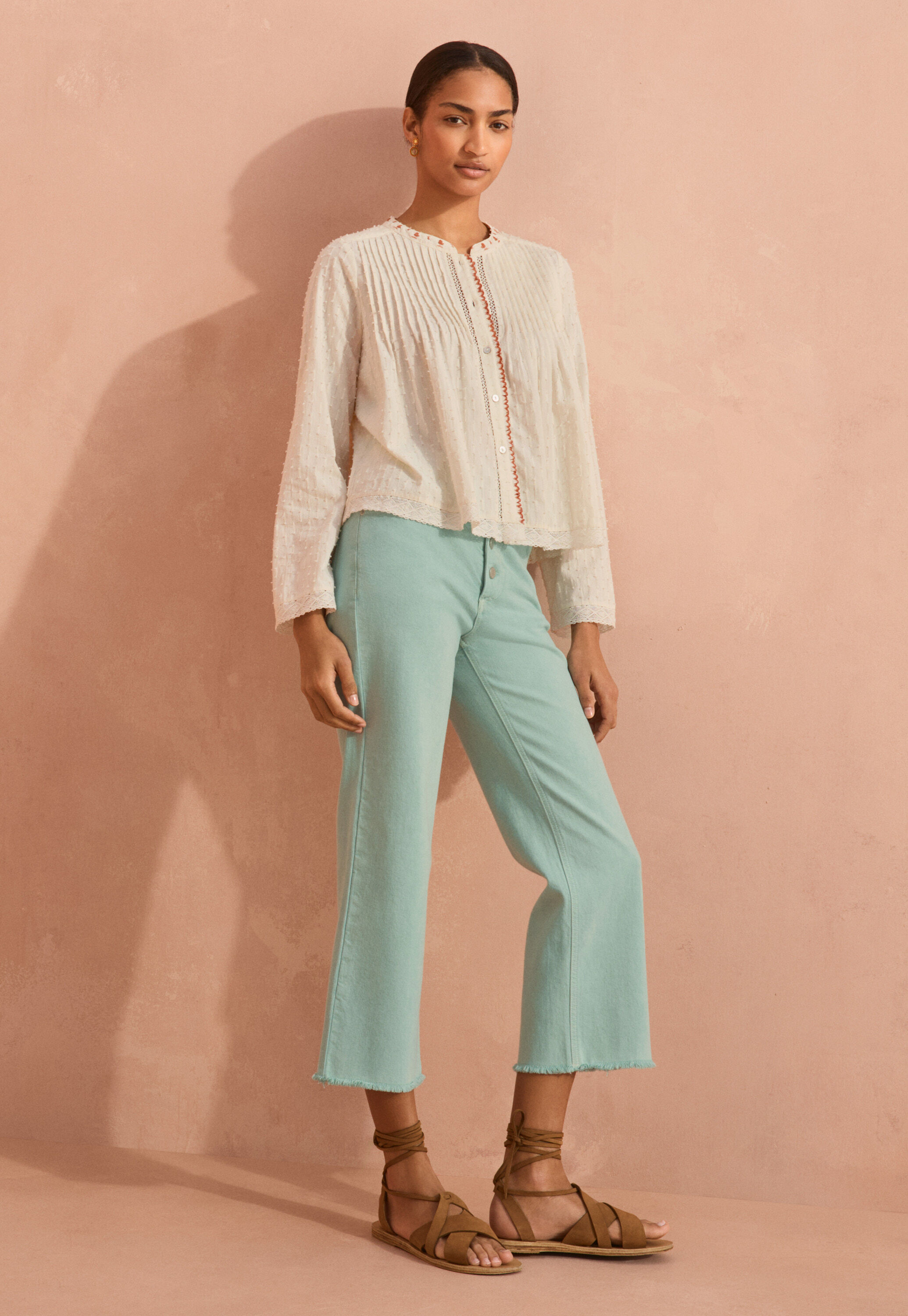 Straight-leg let-down hem jeans