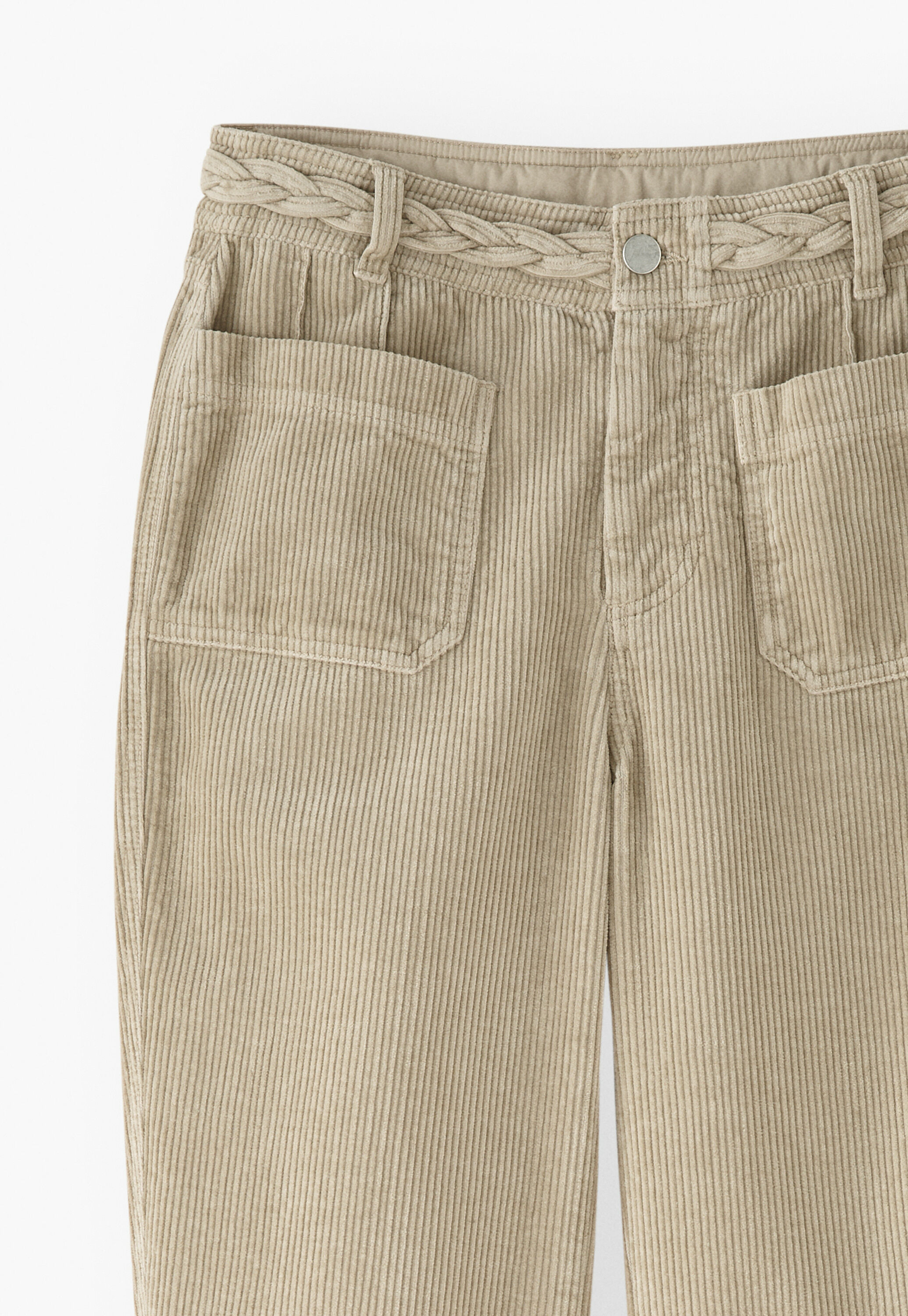 Plait detail cord trouser