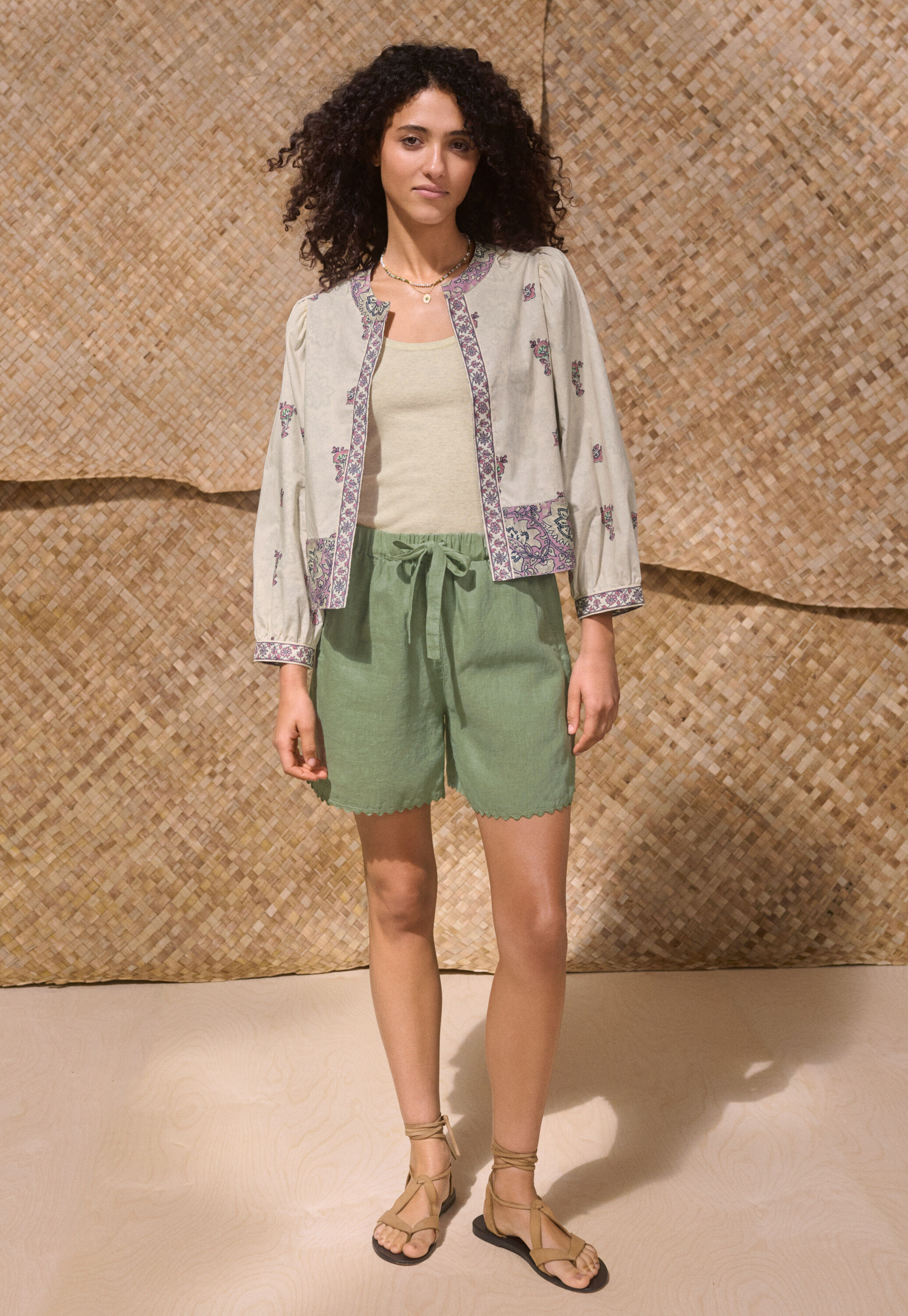 Reversible printed jacket, Ivory mauve, large