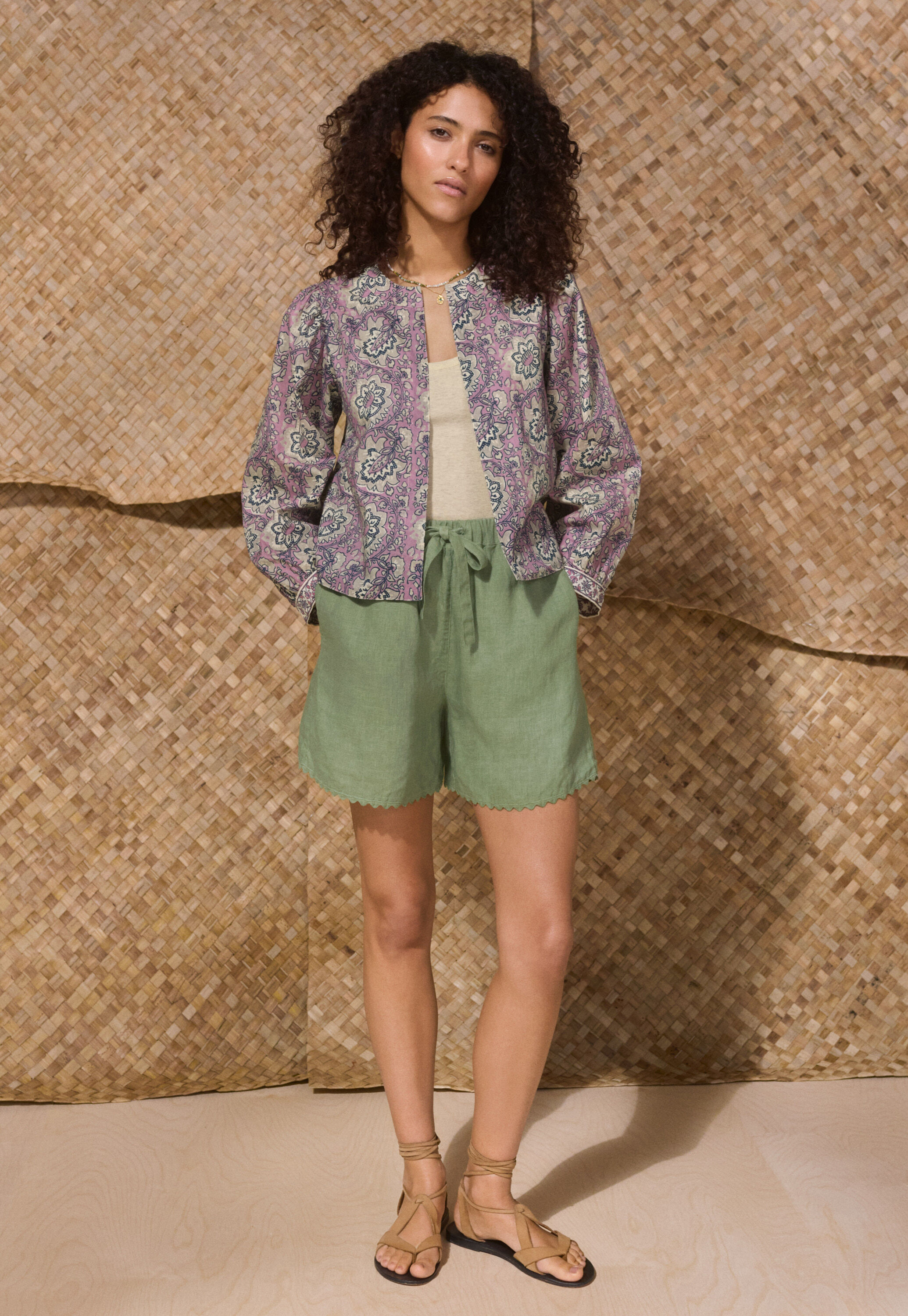 Reversible printed jacket, Ivory mauve, large