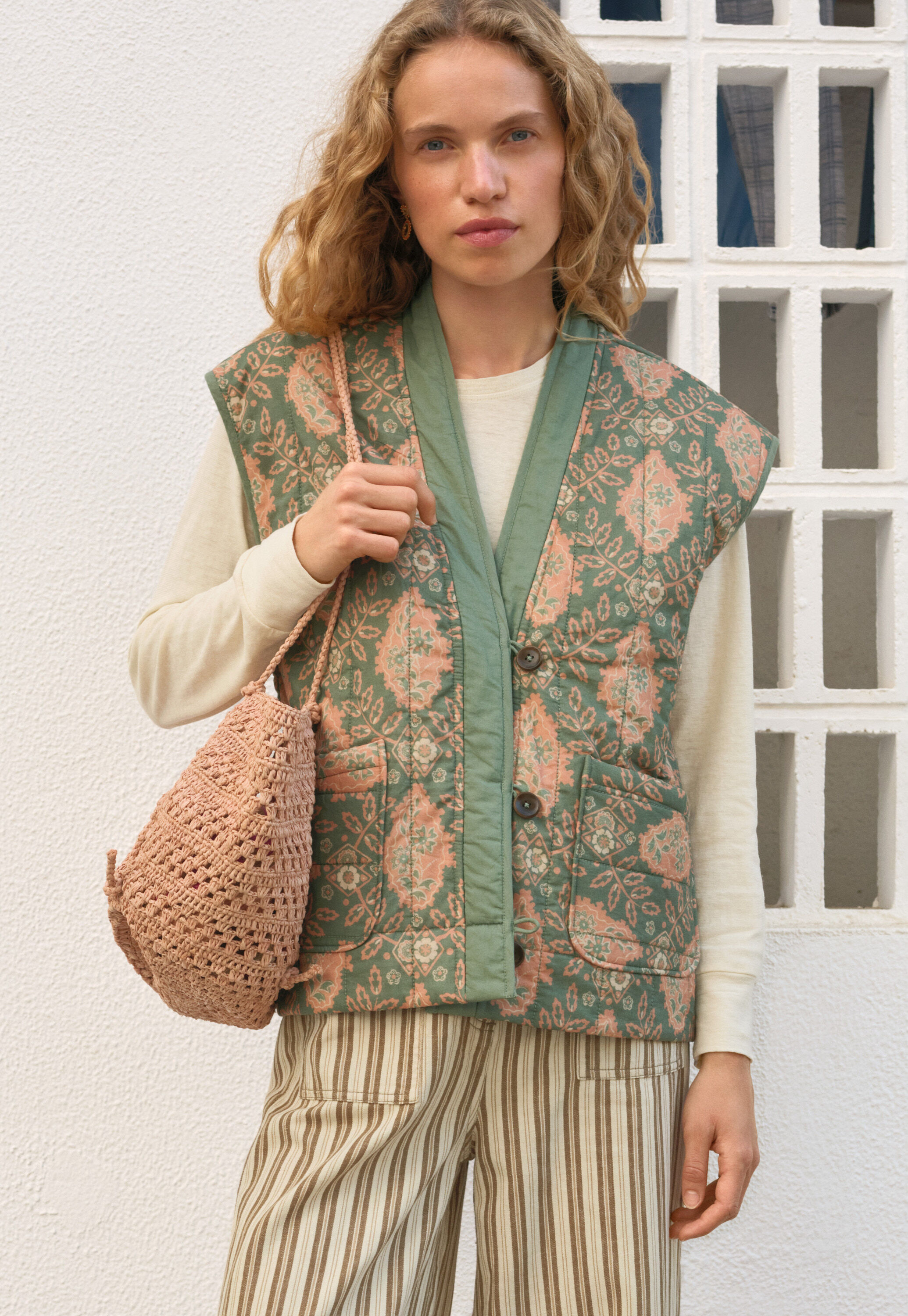 Printed gilet, Bay beach, large