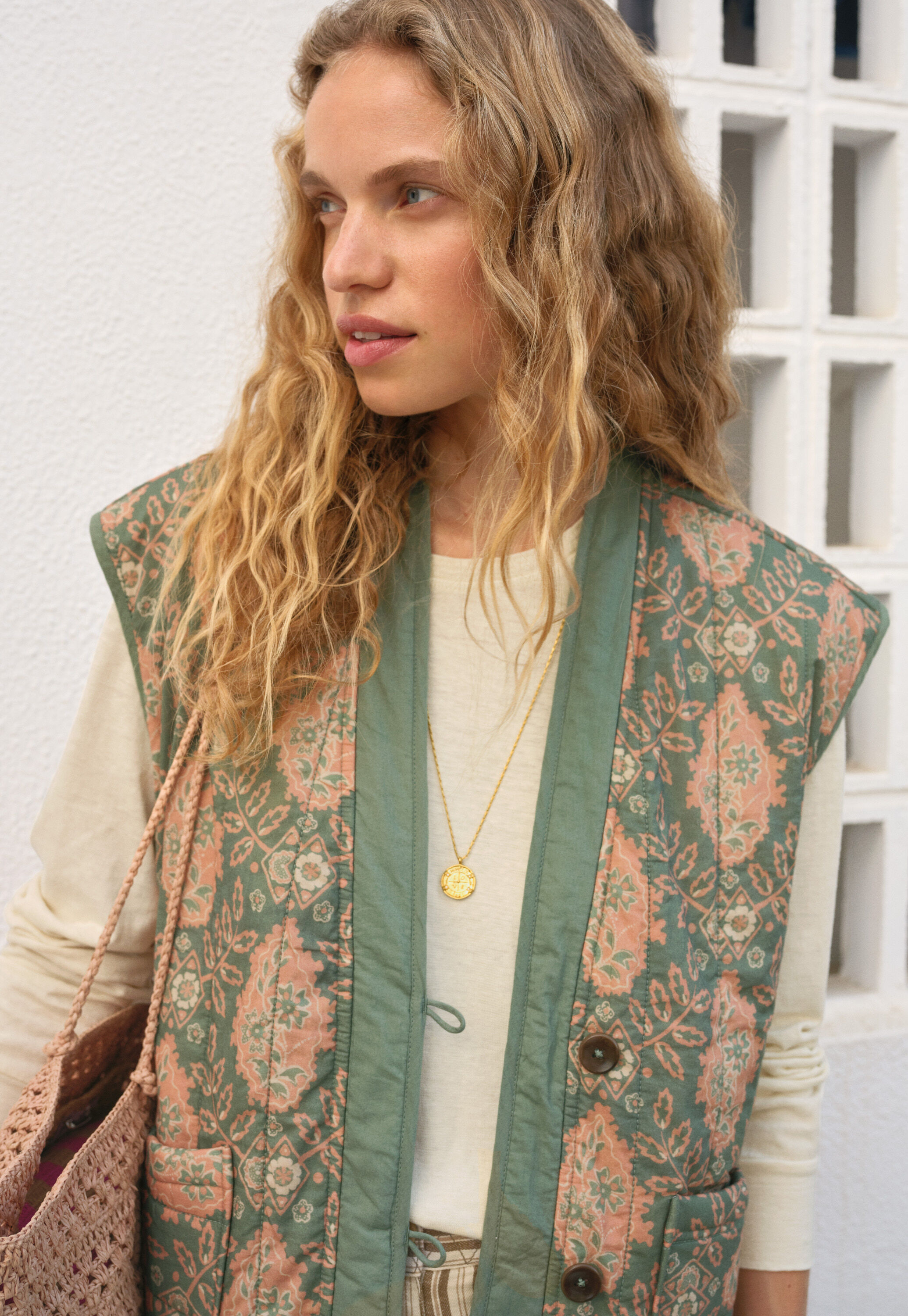 Printed gilet, Bay beach, large