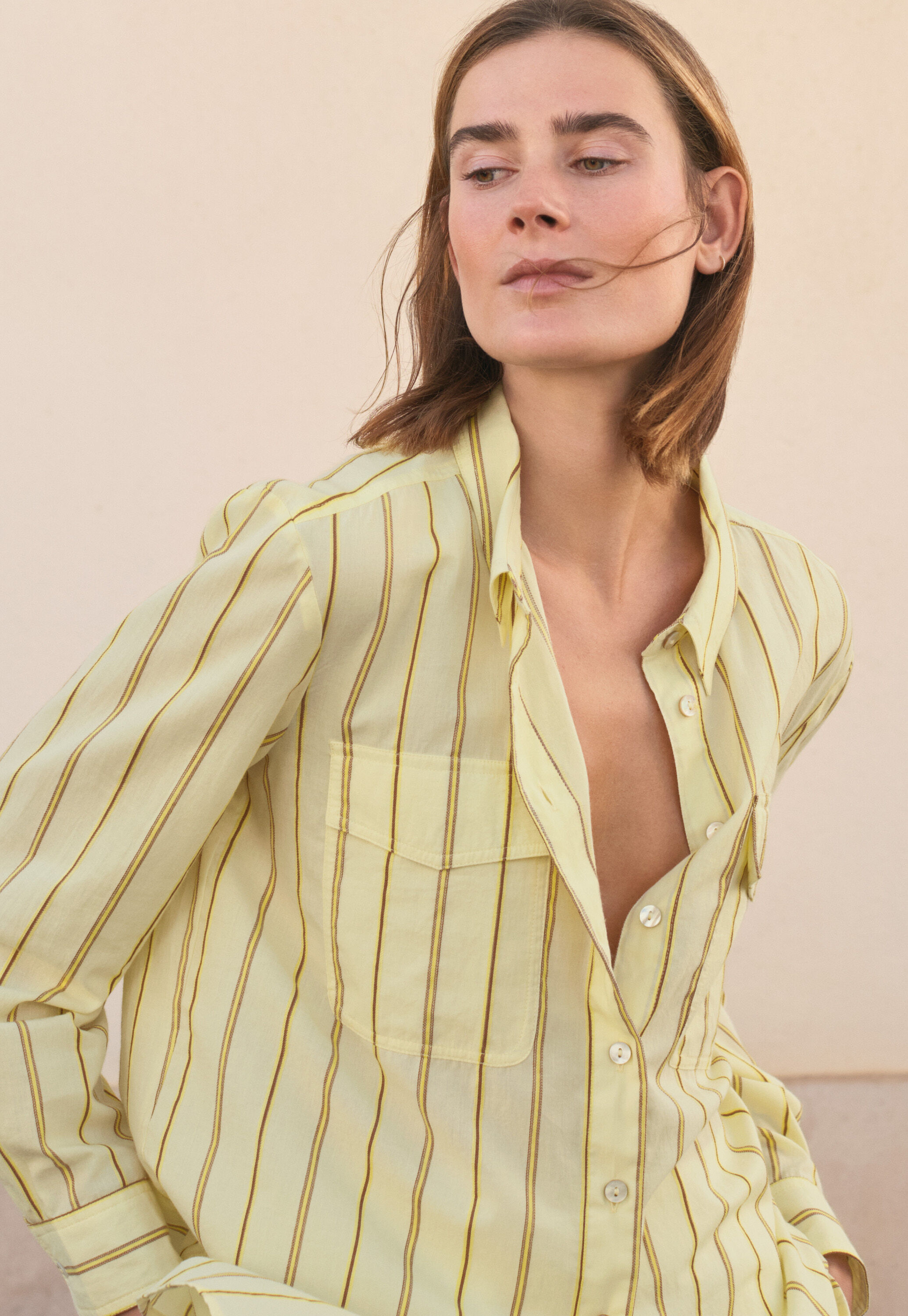 Striped shirt, Light yellow, large