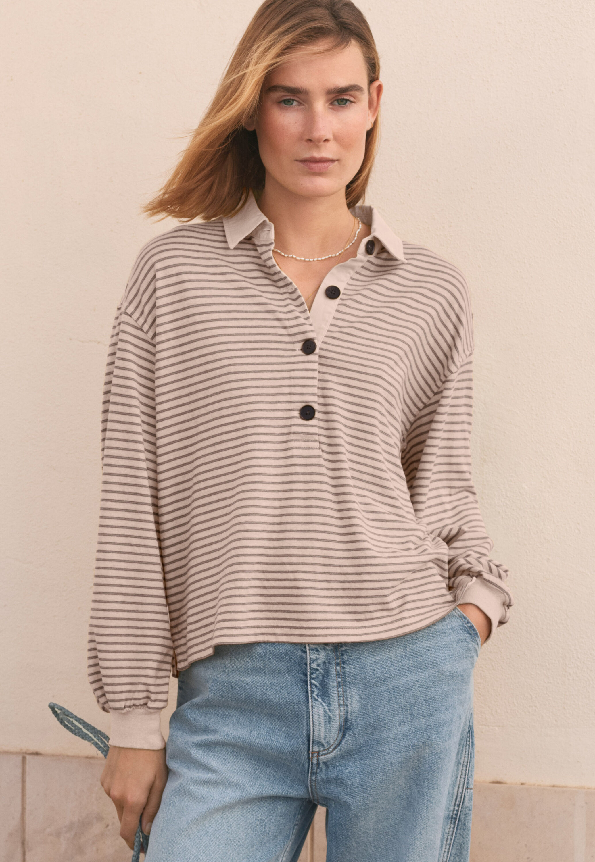 Striped collared top