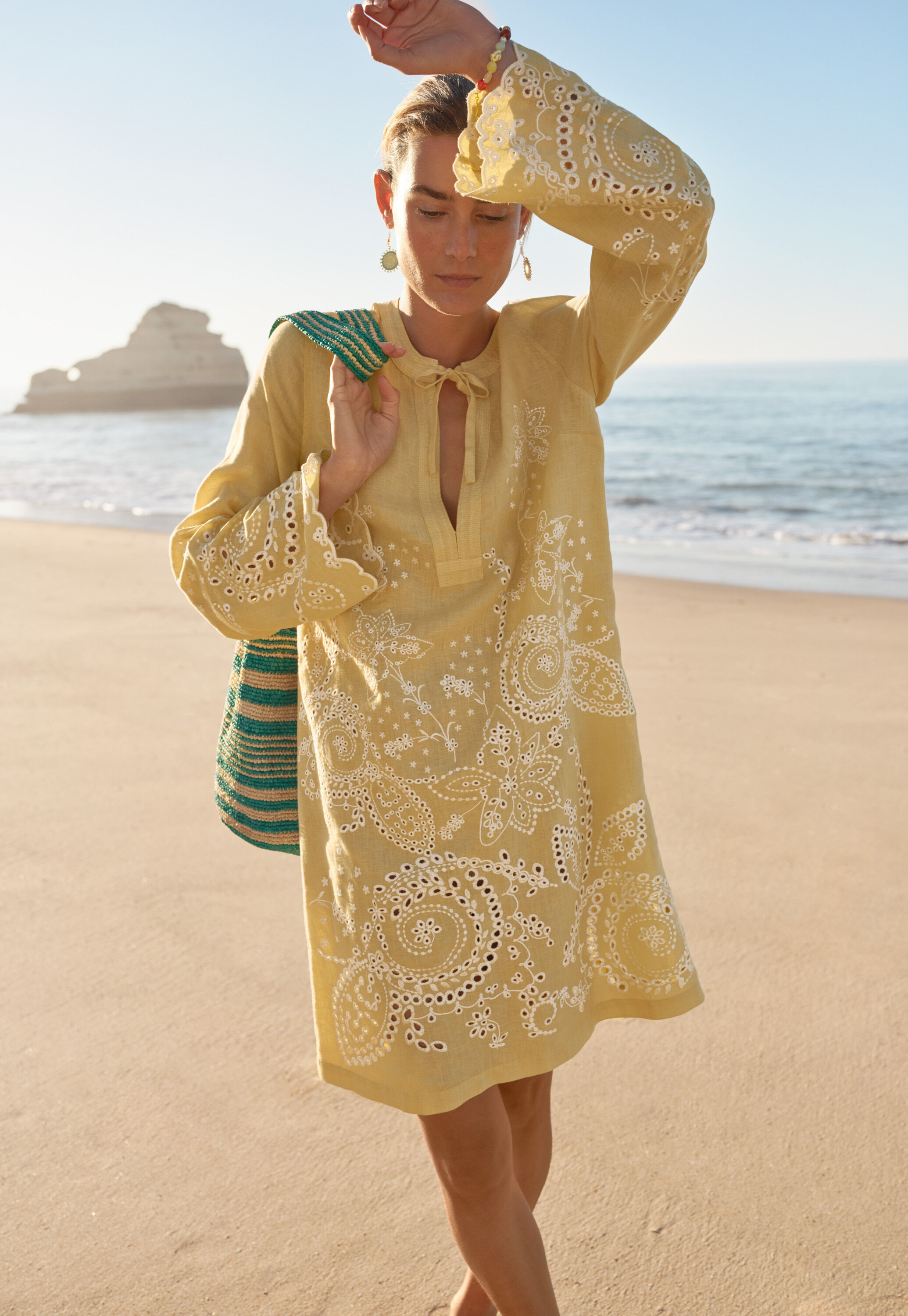 Cutwork dress, Soft lemon, large