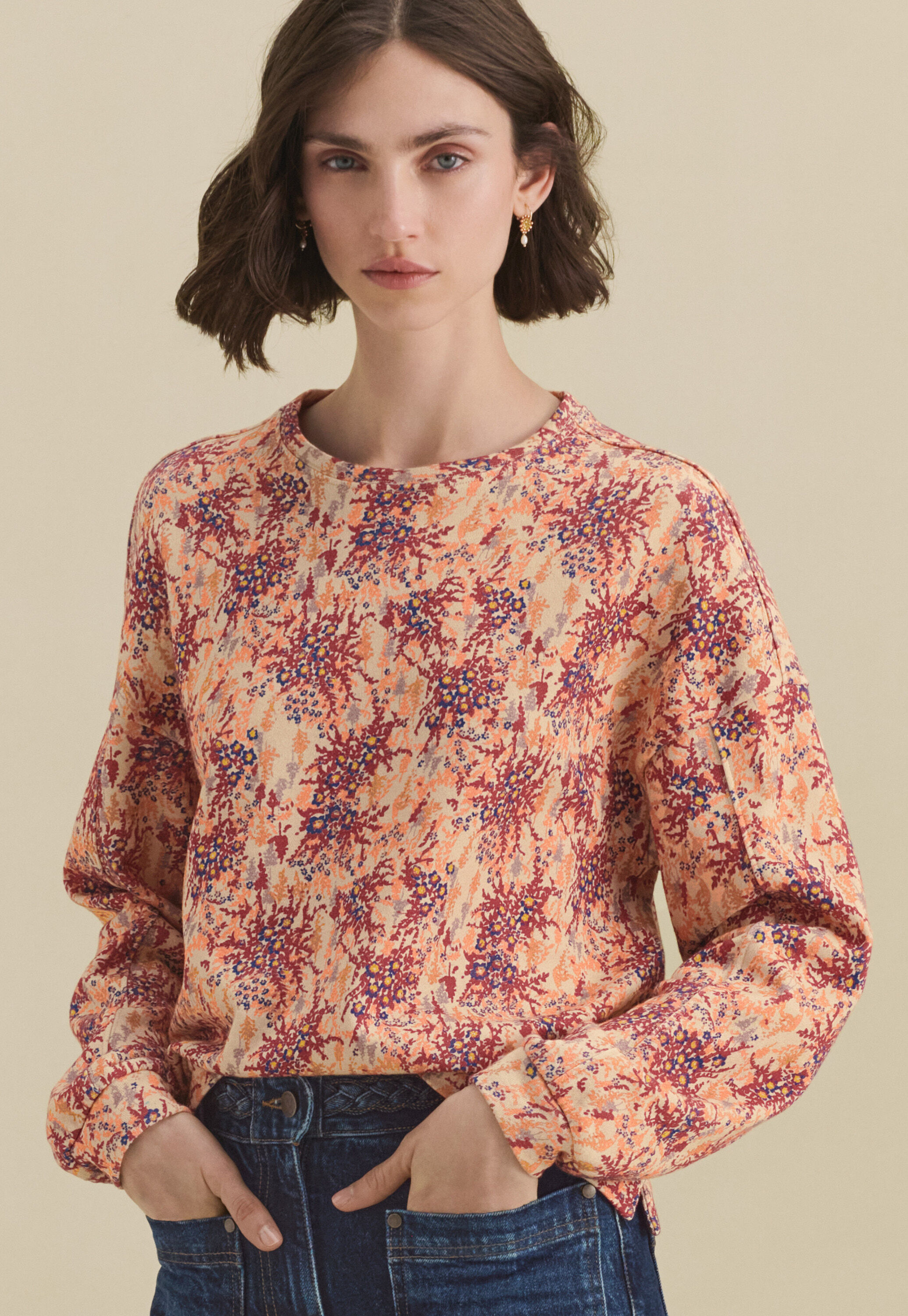 Printed sweatshirt, Ecru berry, large