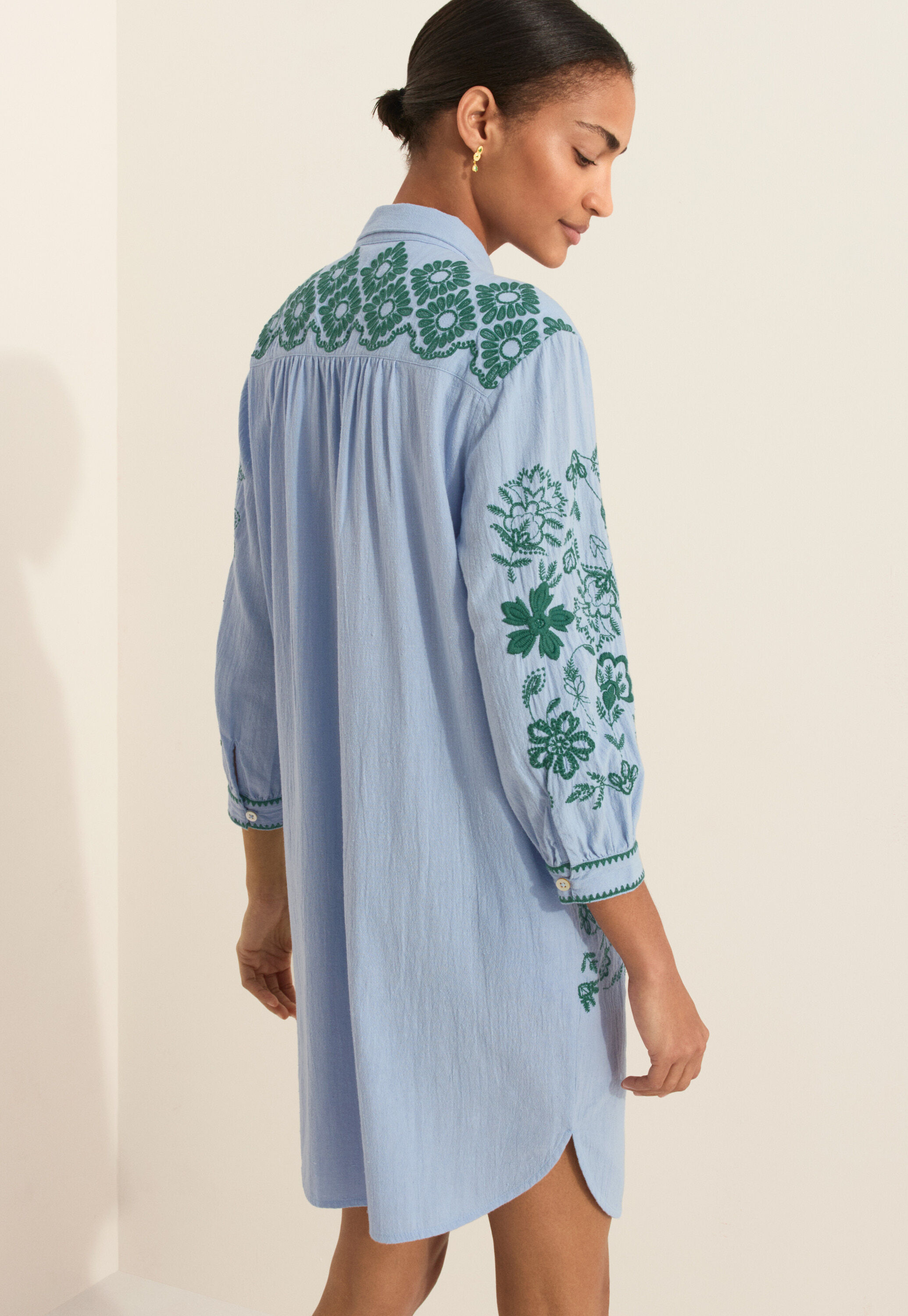Placement embroidery dress, Light cornflower, large