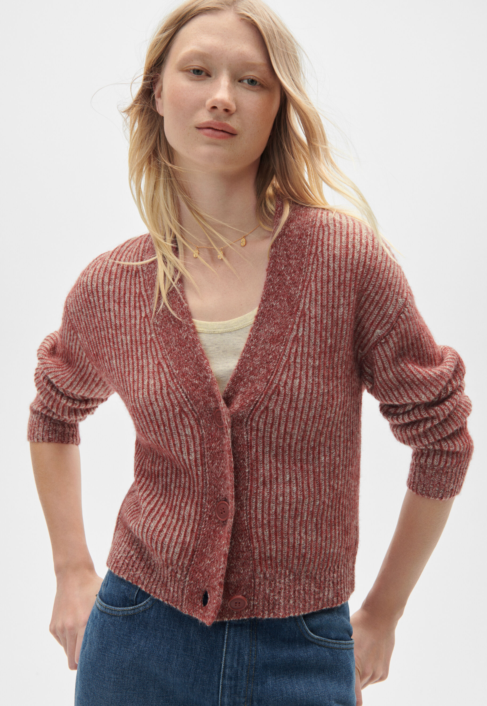 Lace-stitch sweater