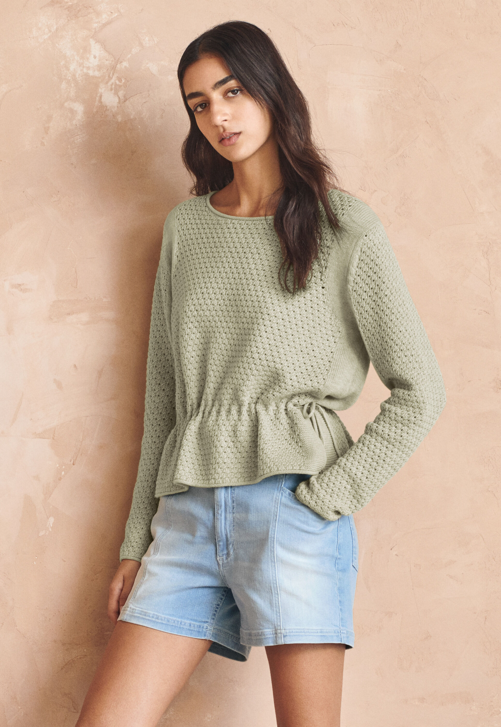 Lace-stitch sweater