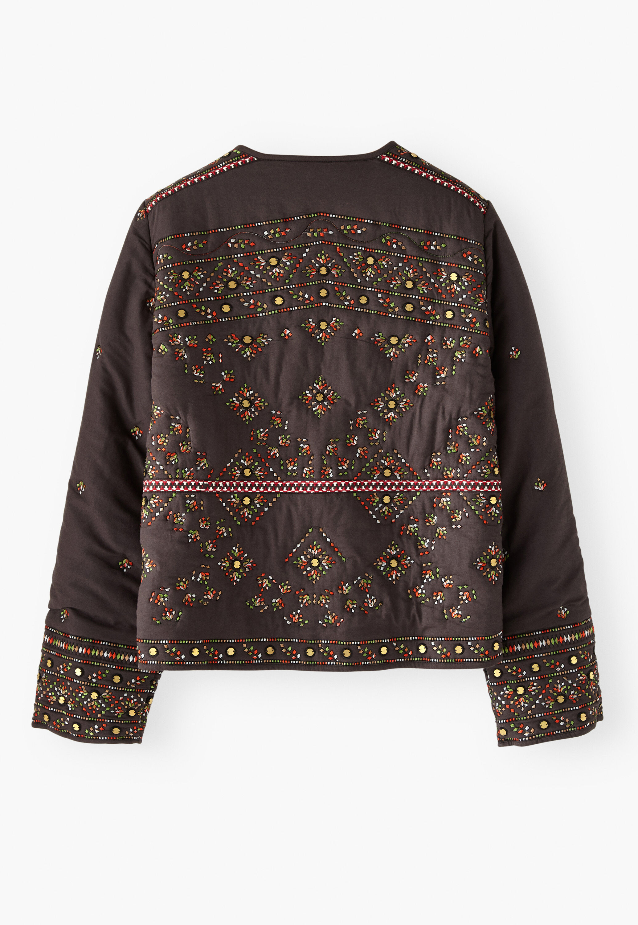 Quilted embroidered jacket, Charcoal, large