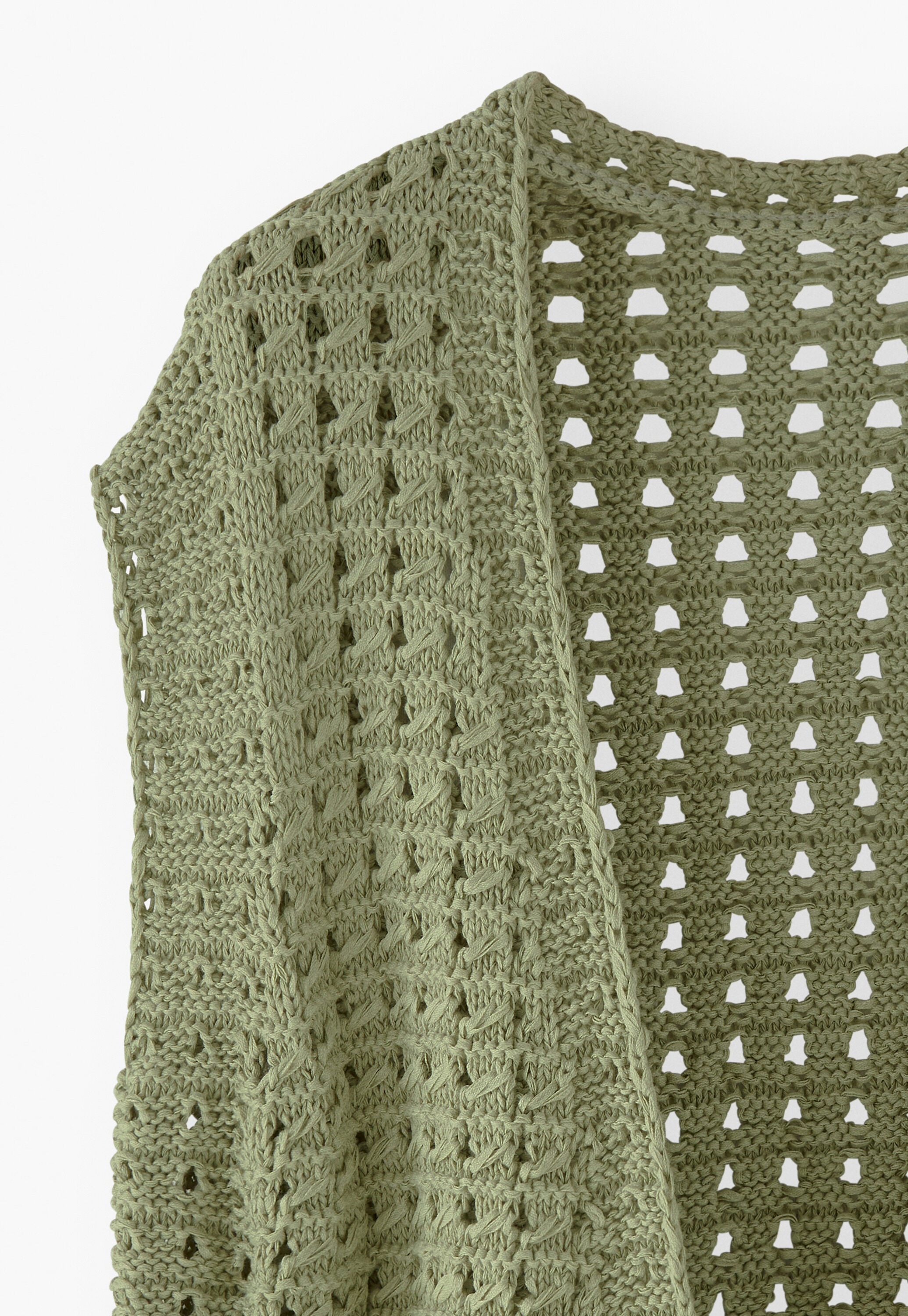 Crochet-stitch waistcoat, Soft sage, large