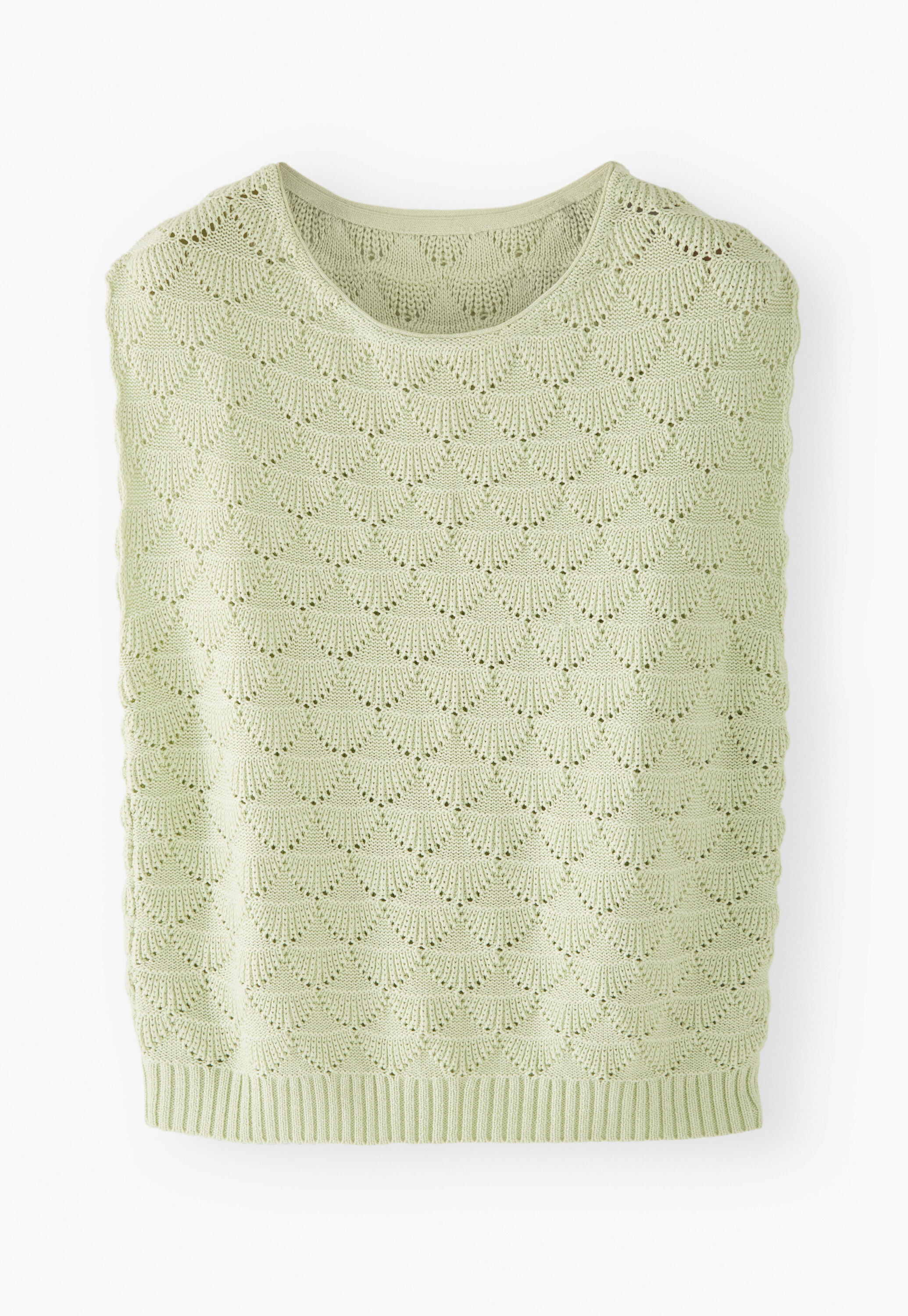 Stitch-detail sleeveless sweater, Pale mint, large