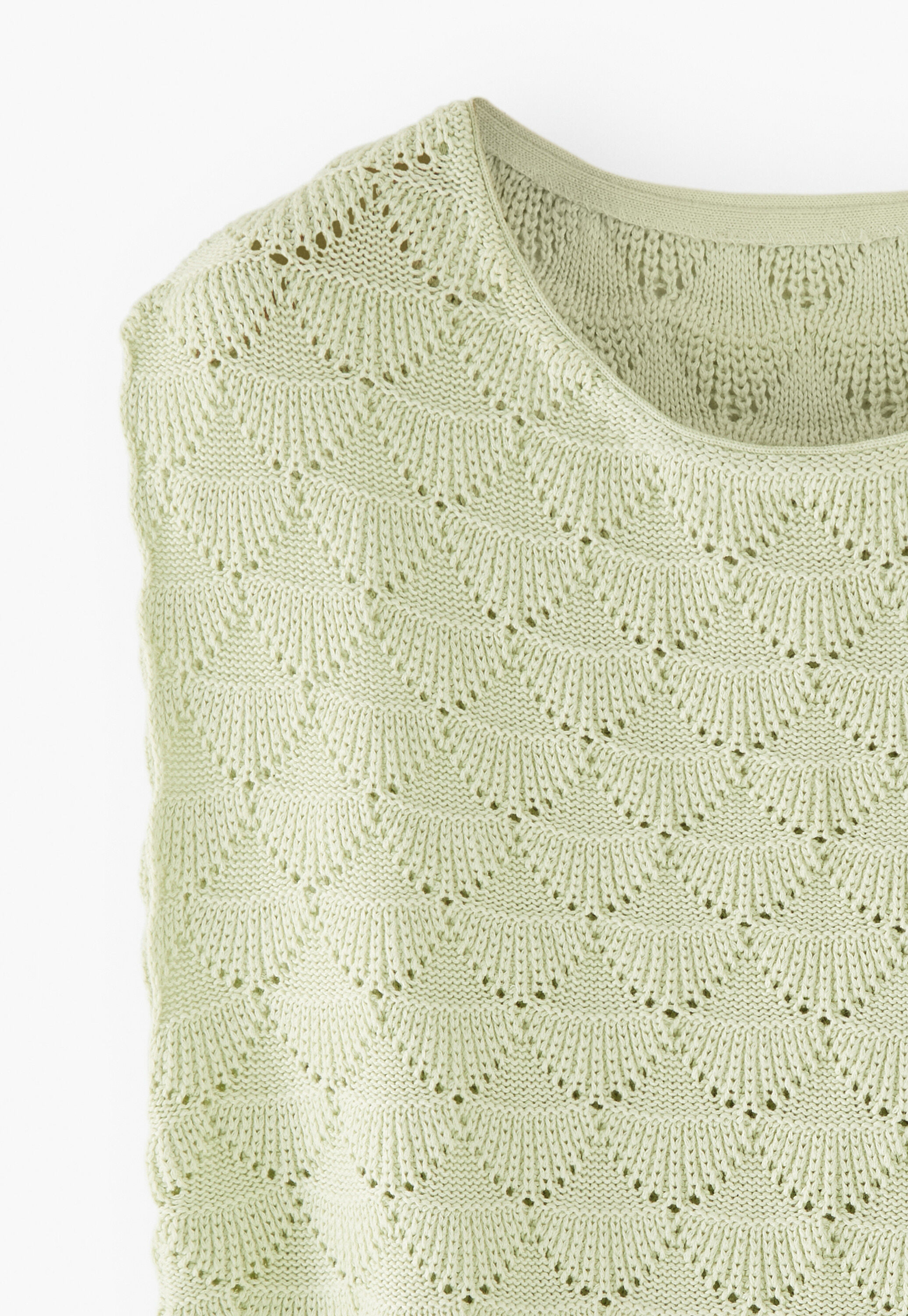 Stitch-detail sleeveless sweater, Pale mint, large