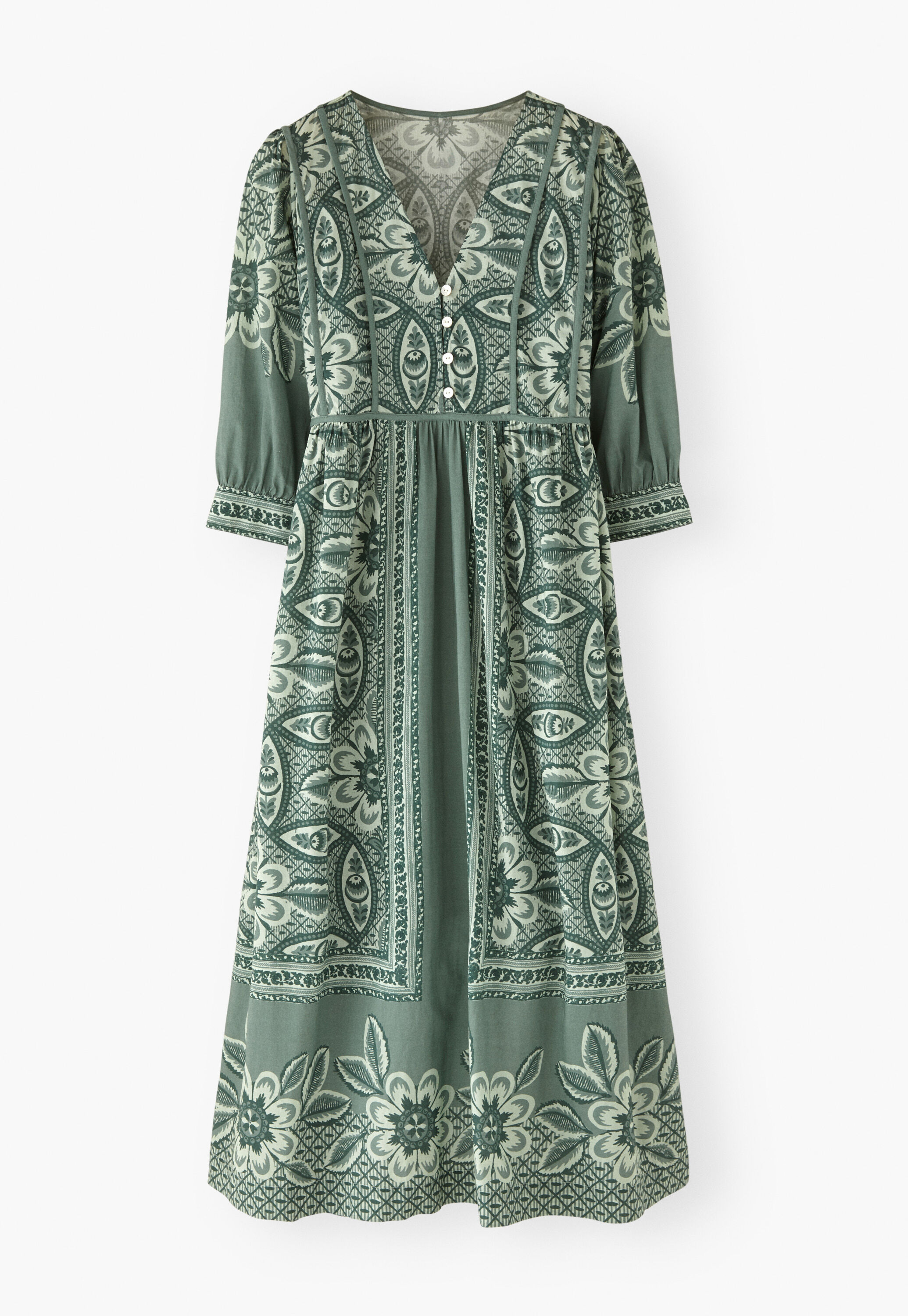 Placement-print dress, Sage grey, large