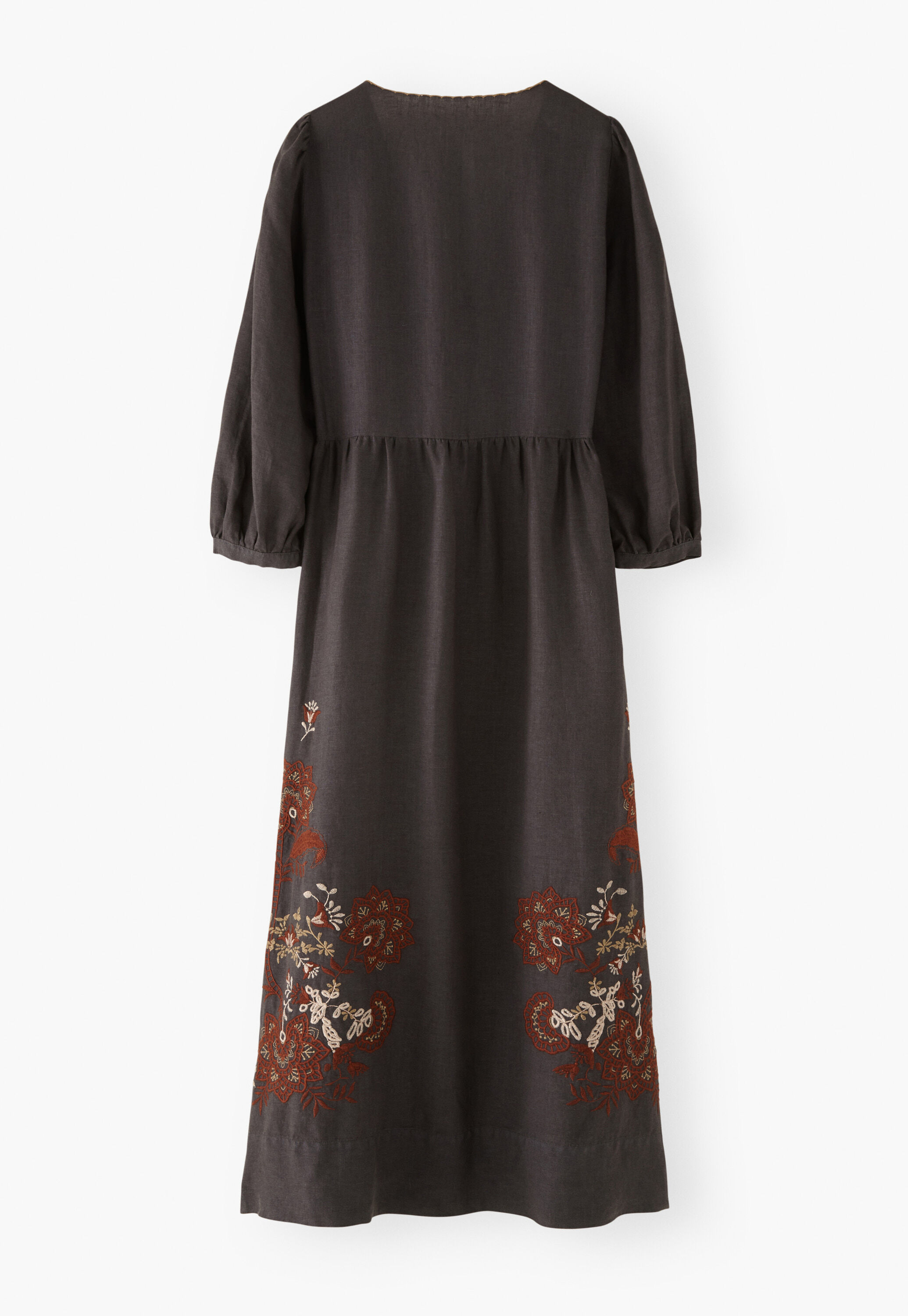 Cutwork embroidery dress, Charcoal, large