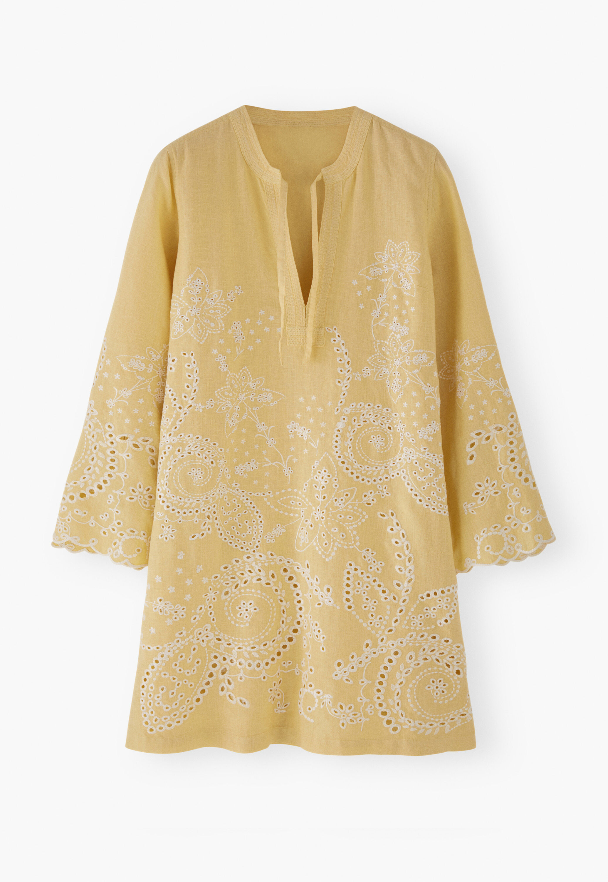 Cutwork dress, Soft lemon, large