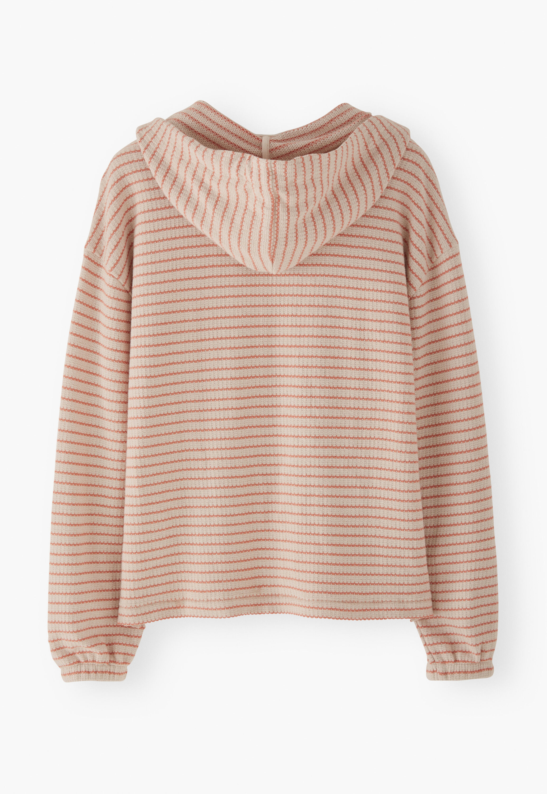 Textured striped hoodie, Parchment peach, large