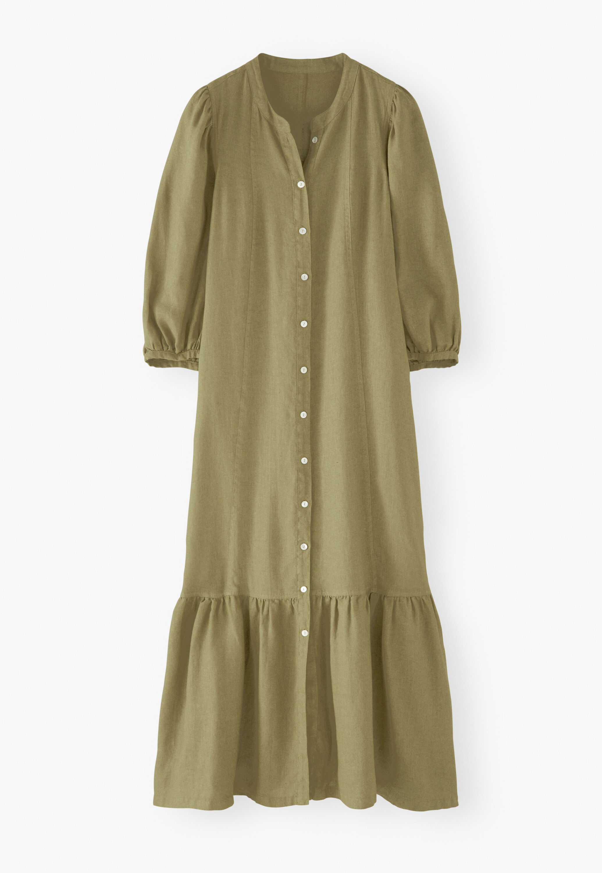 Tiered dress, Green olive, large